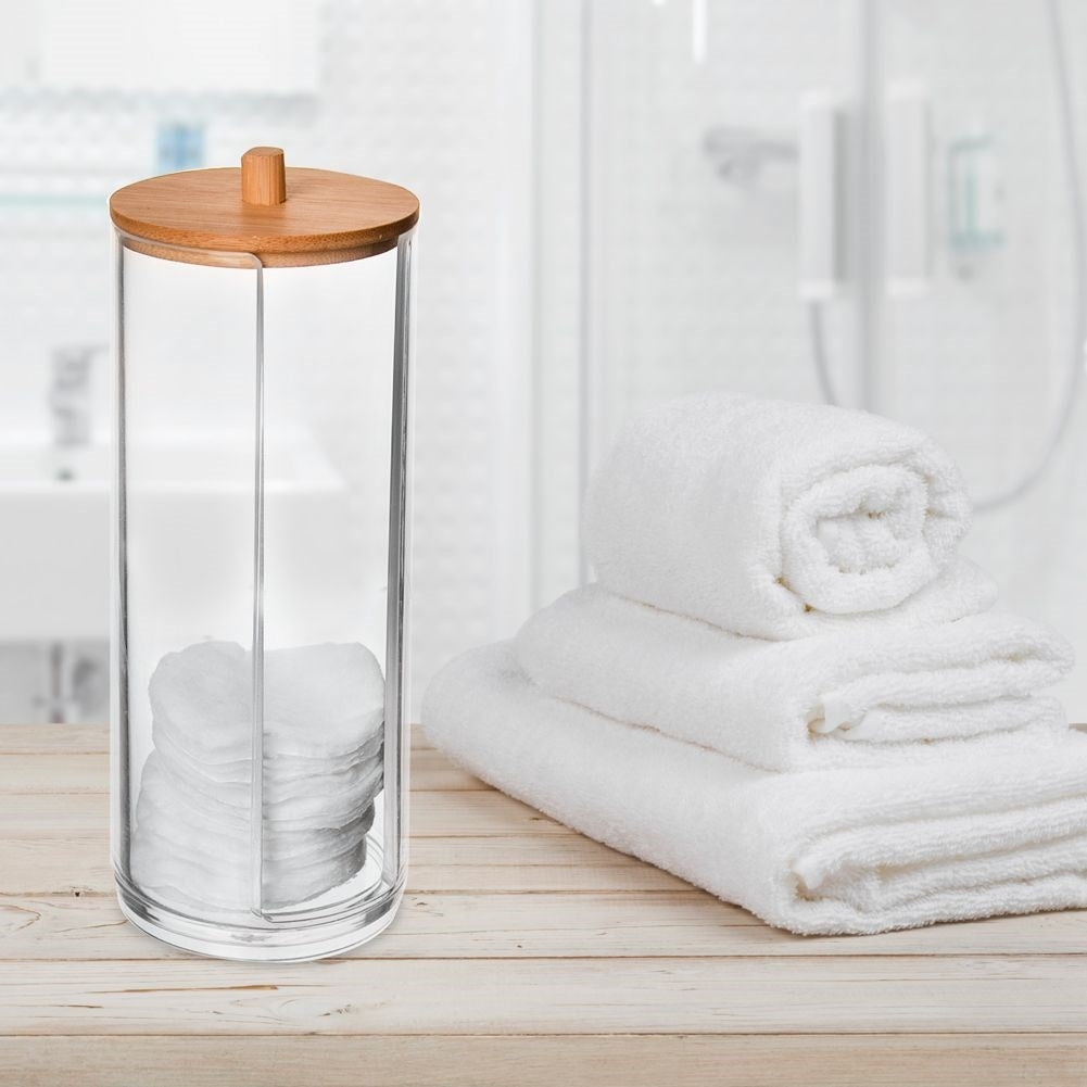 Bambulockad bomullsrondellbehållare med elegant design