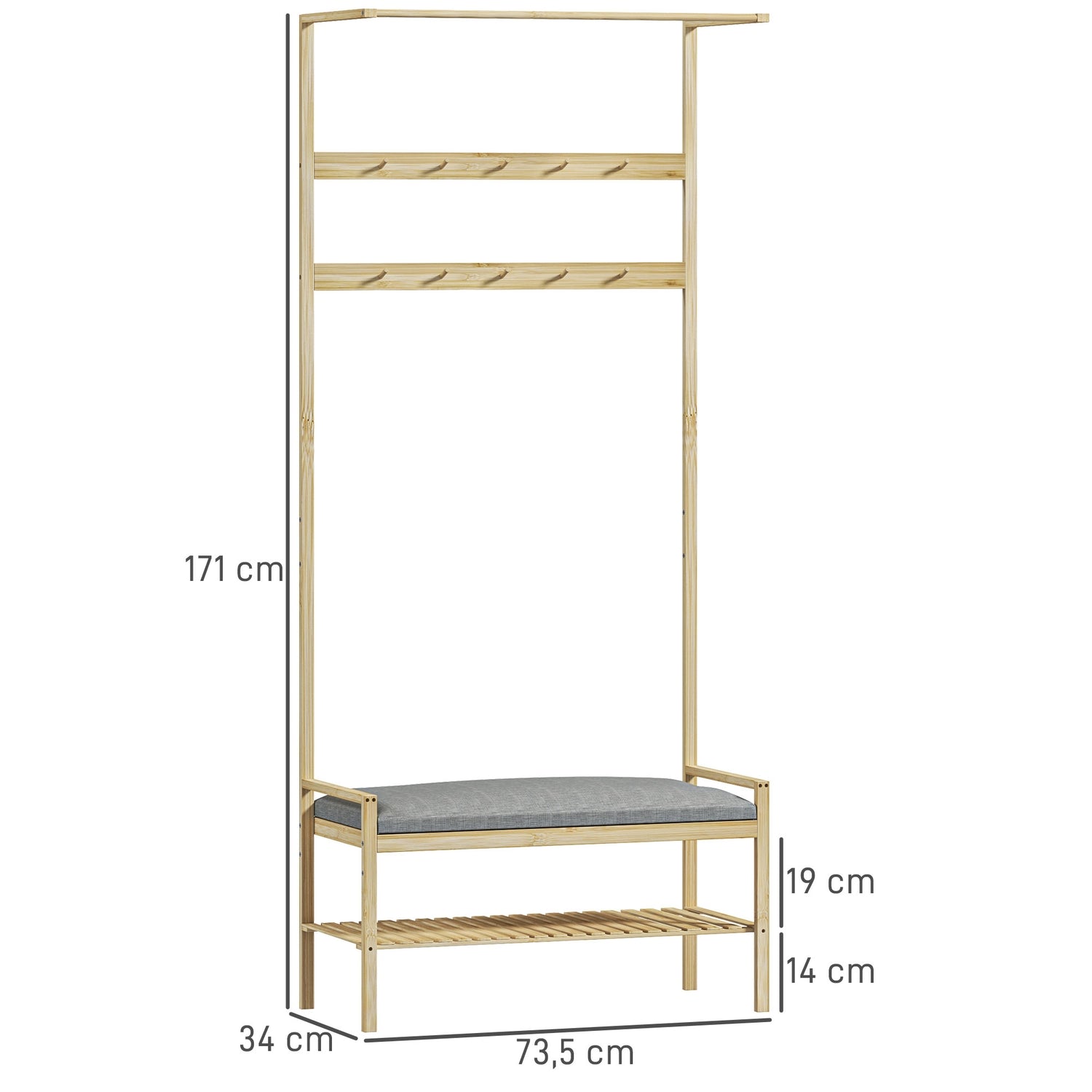 Bamburock och skoställ med bänk och krokar