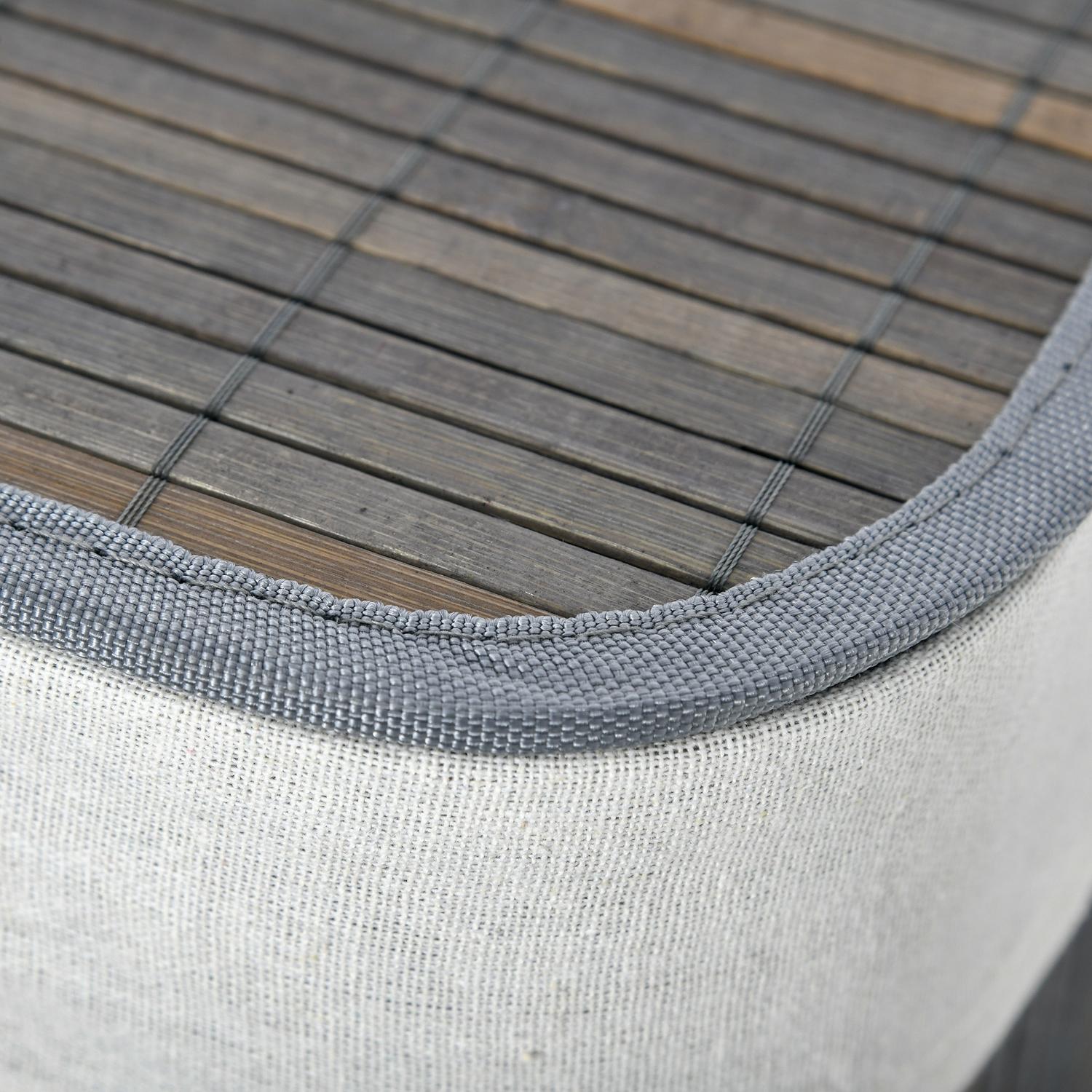 Bambu tvättkorg, 100L, dubbla fack, hopfällbart lock