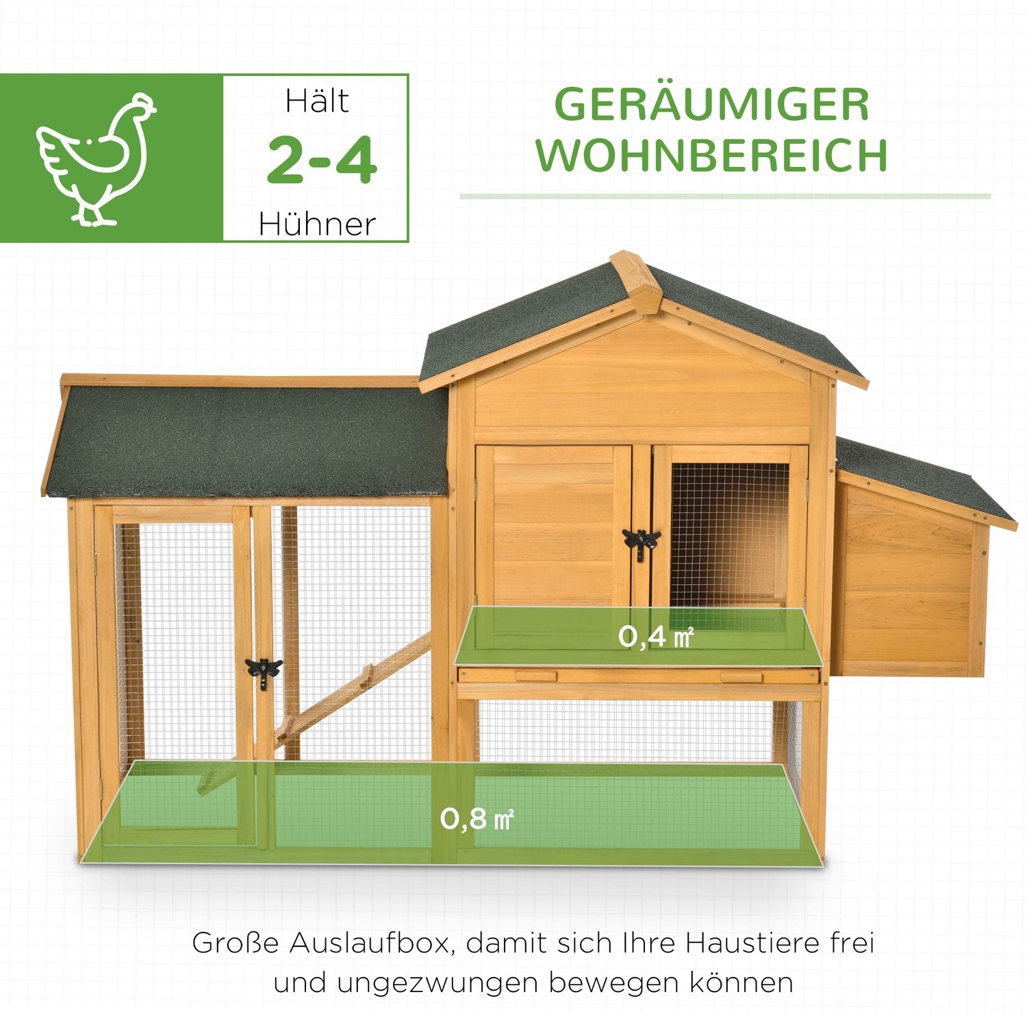 Bantam Chicken Coop, Gran Wood, Fönster & Nesting Box