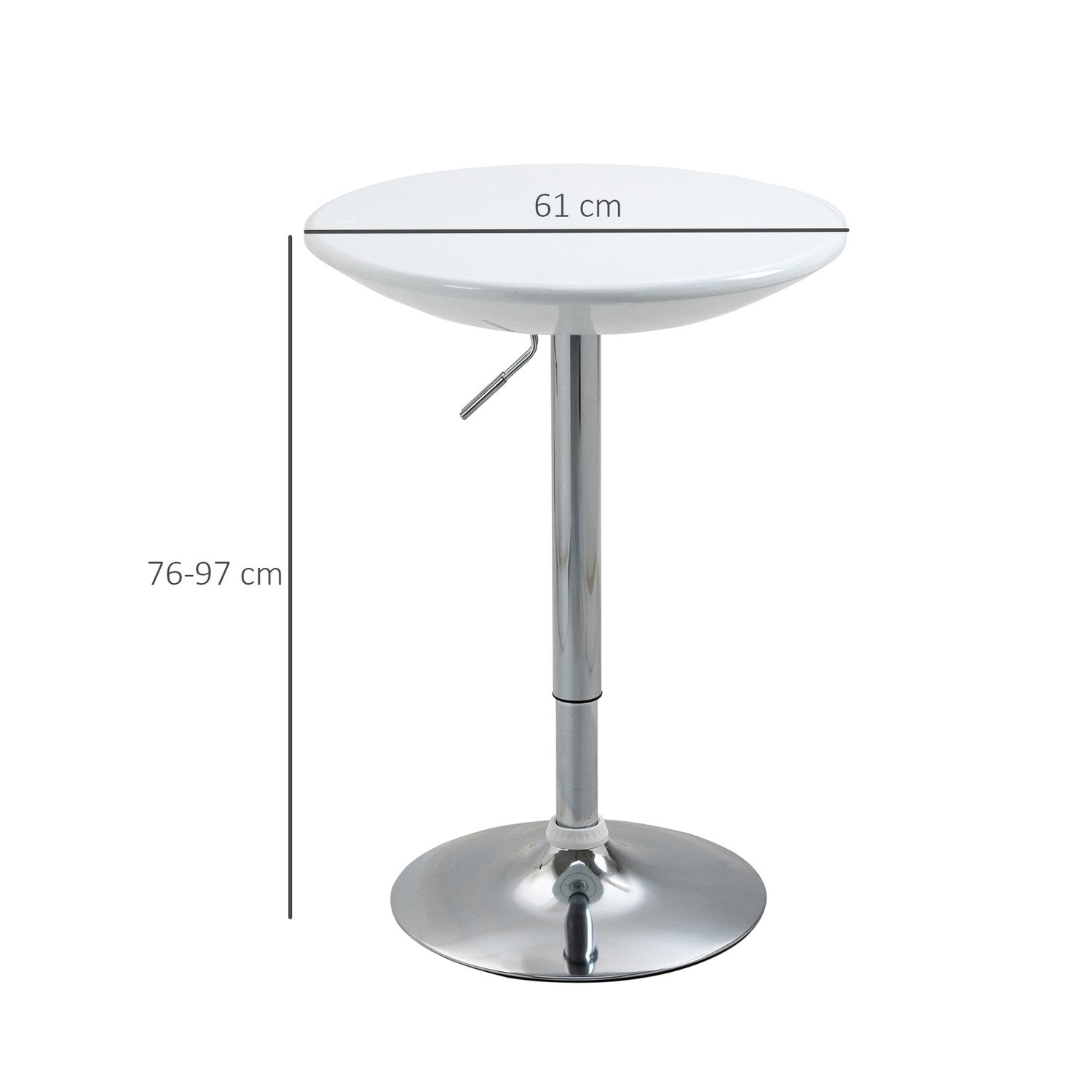 Barbord Modernt Matbord Skrivbord Höjdjustering Metall Abs Färg Vit Ø61 X 76-97 Cm