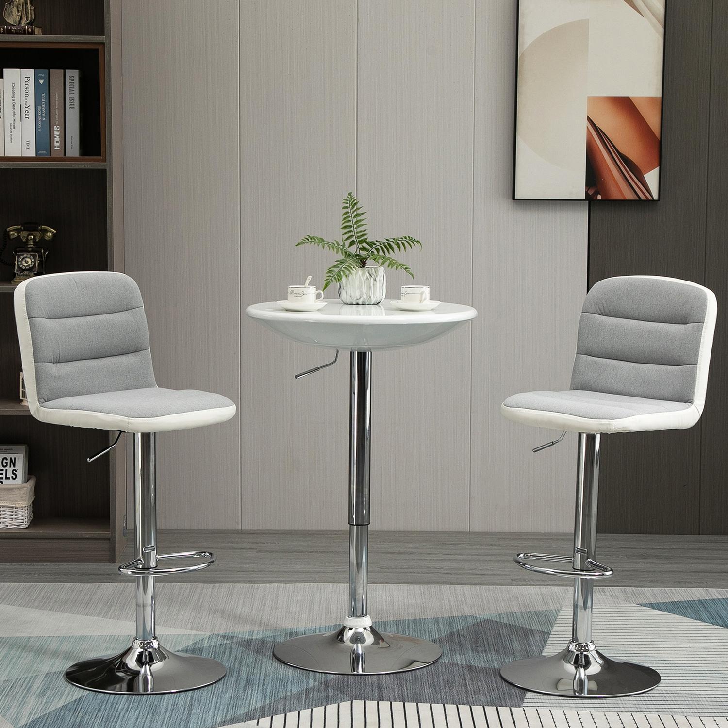 Barbord, Justerbar Höjd, Vitmetall, Ø61 X 76-97 Cm