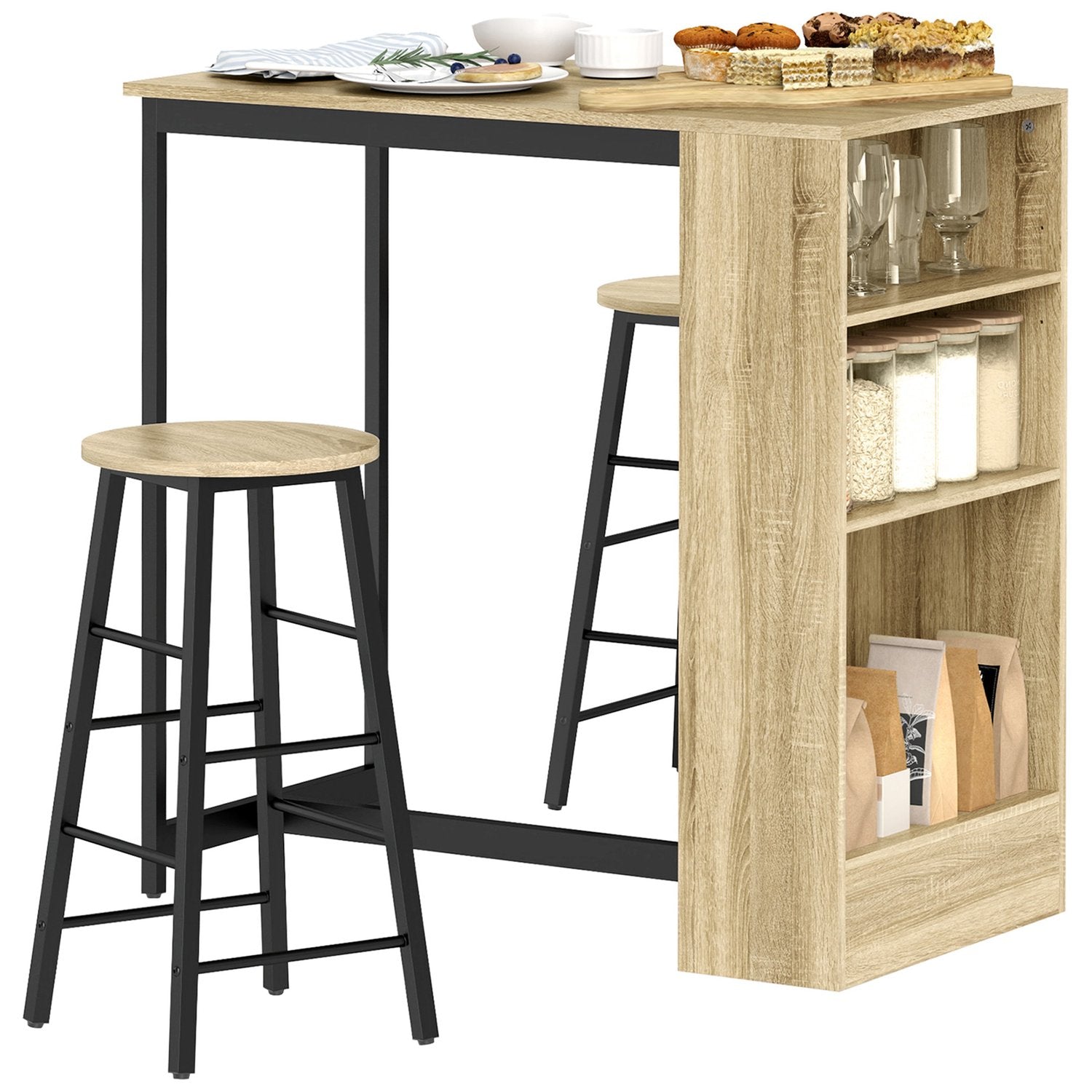 Barbordsset med förvaring, 3-delat – Stål & Ek