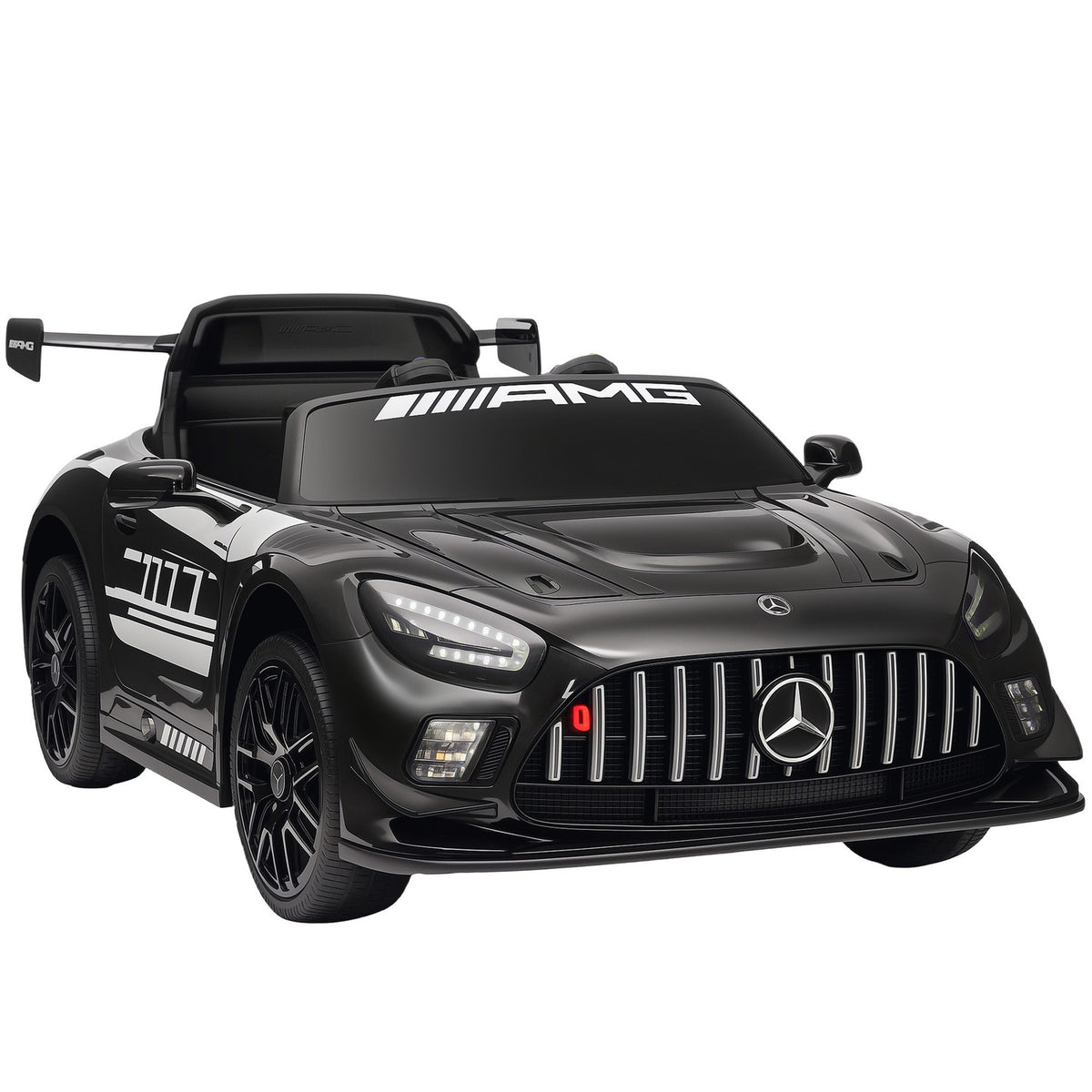 Kinderauto, 12V-accu, ledlampen, muziek, zwart