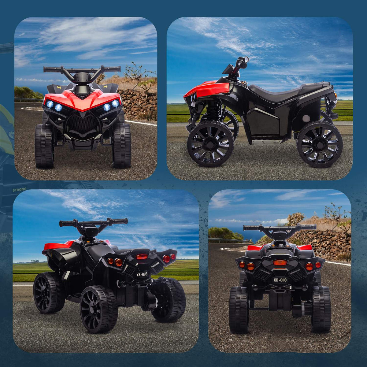 Elektrische kinderquad 6 V met vooruit/achteruit, muziek en ledverlichting