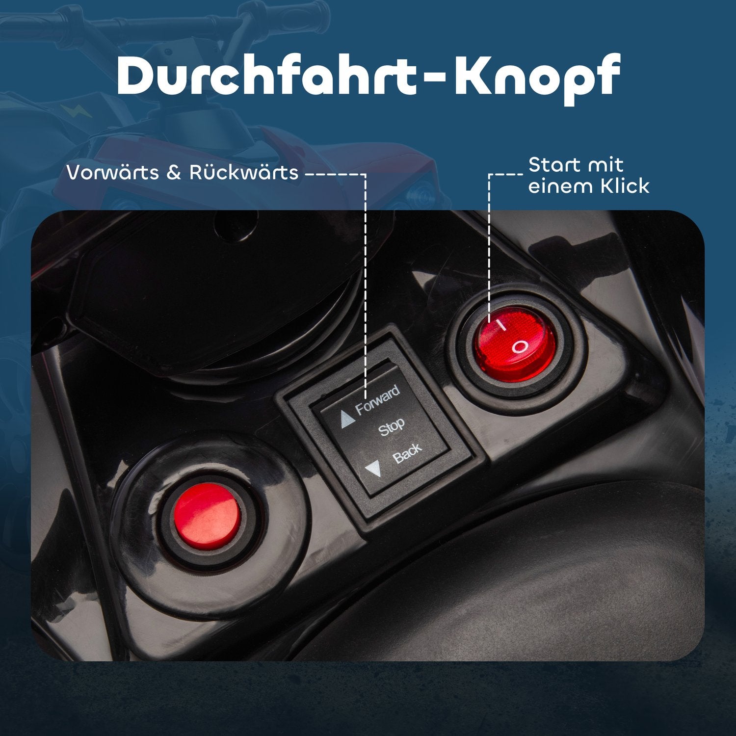 Elektrische kinderquad 6 V met vooruit/achteruit, muziek en ledverlichting