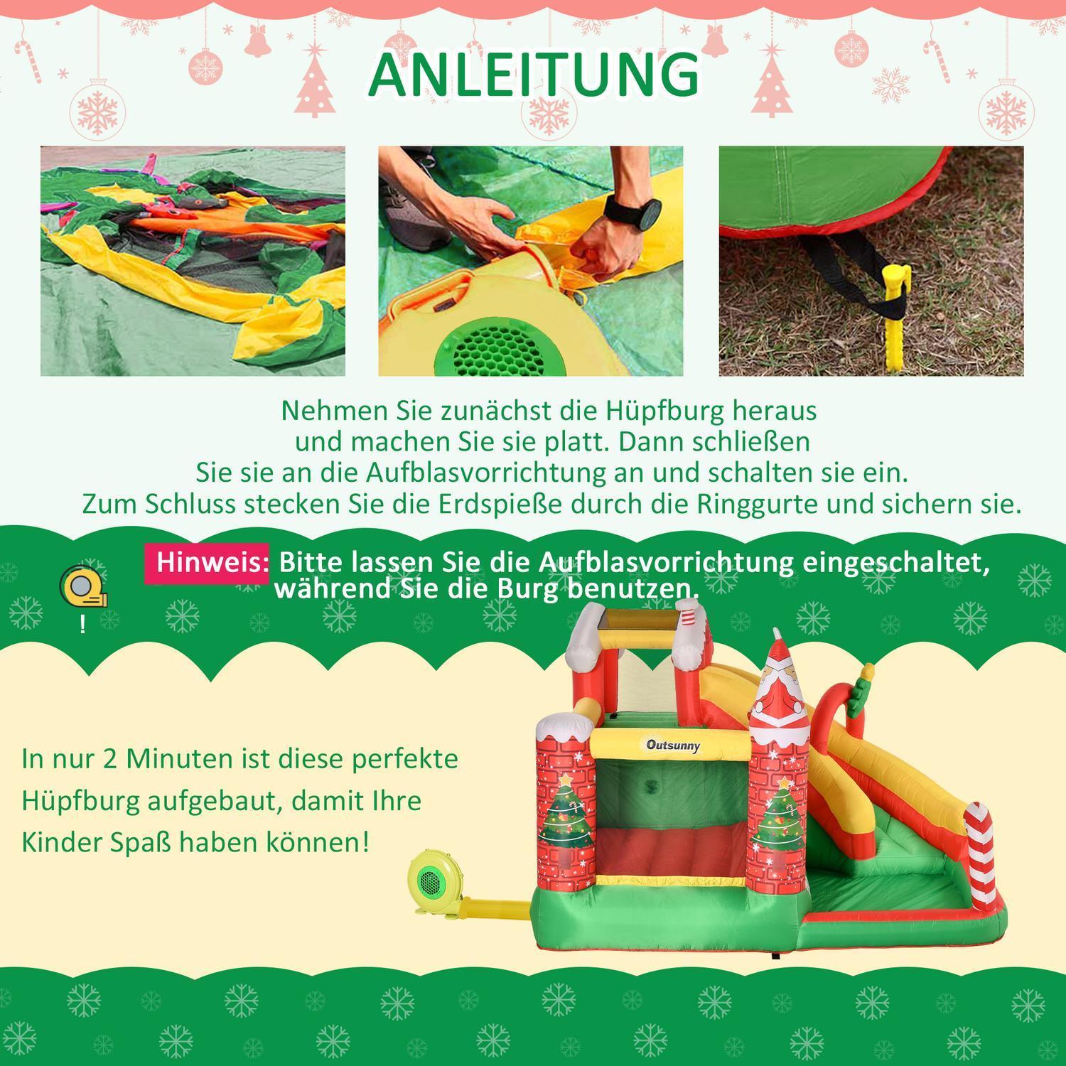 Barnens julhoppslott med rutschkana och bollgrop
