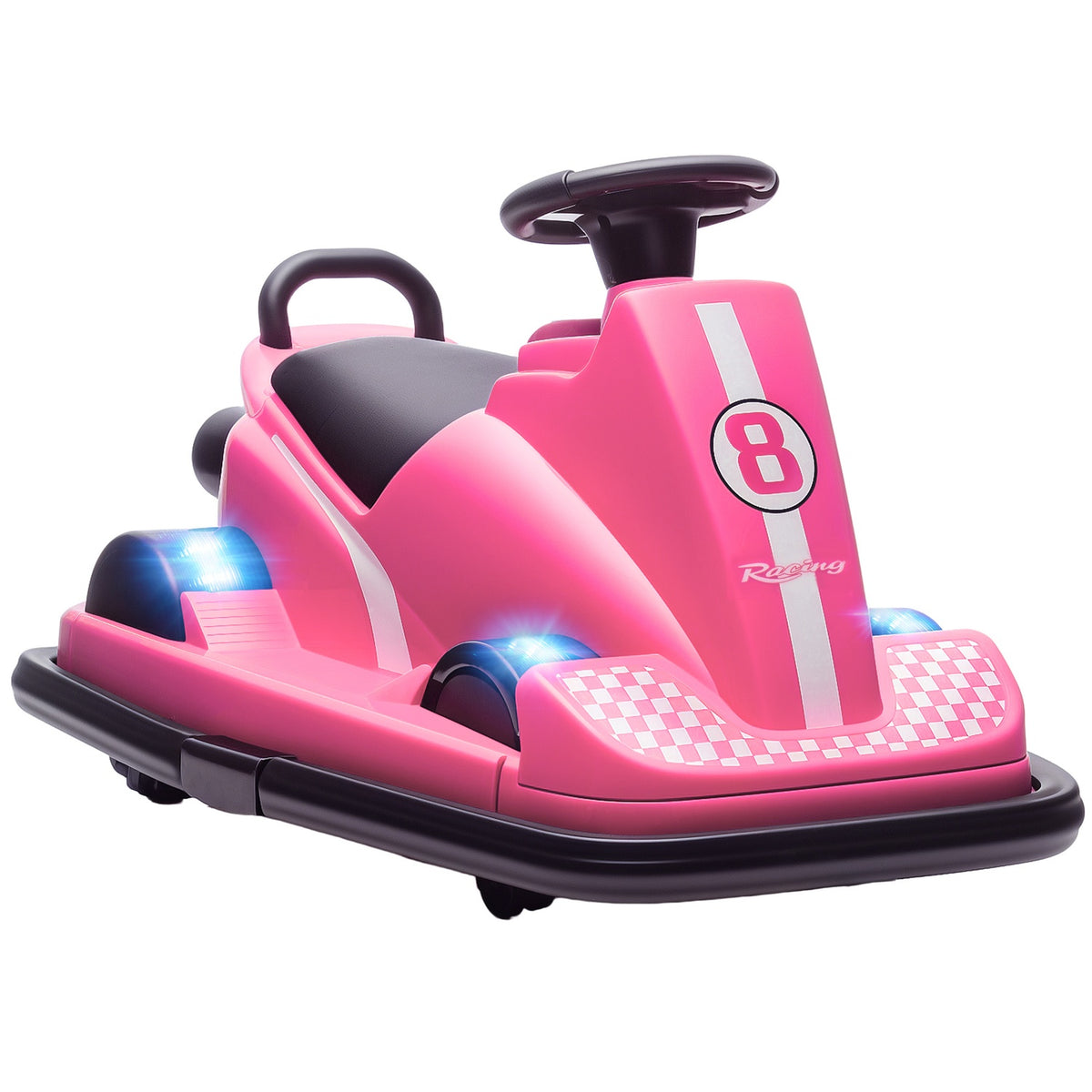 Kinderbumperauto, 360 graden draaien, ledverlichting, muziek, roze