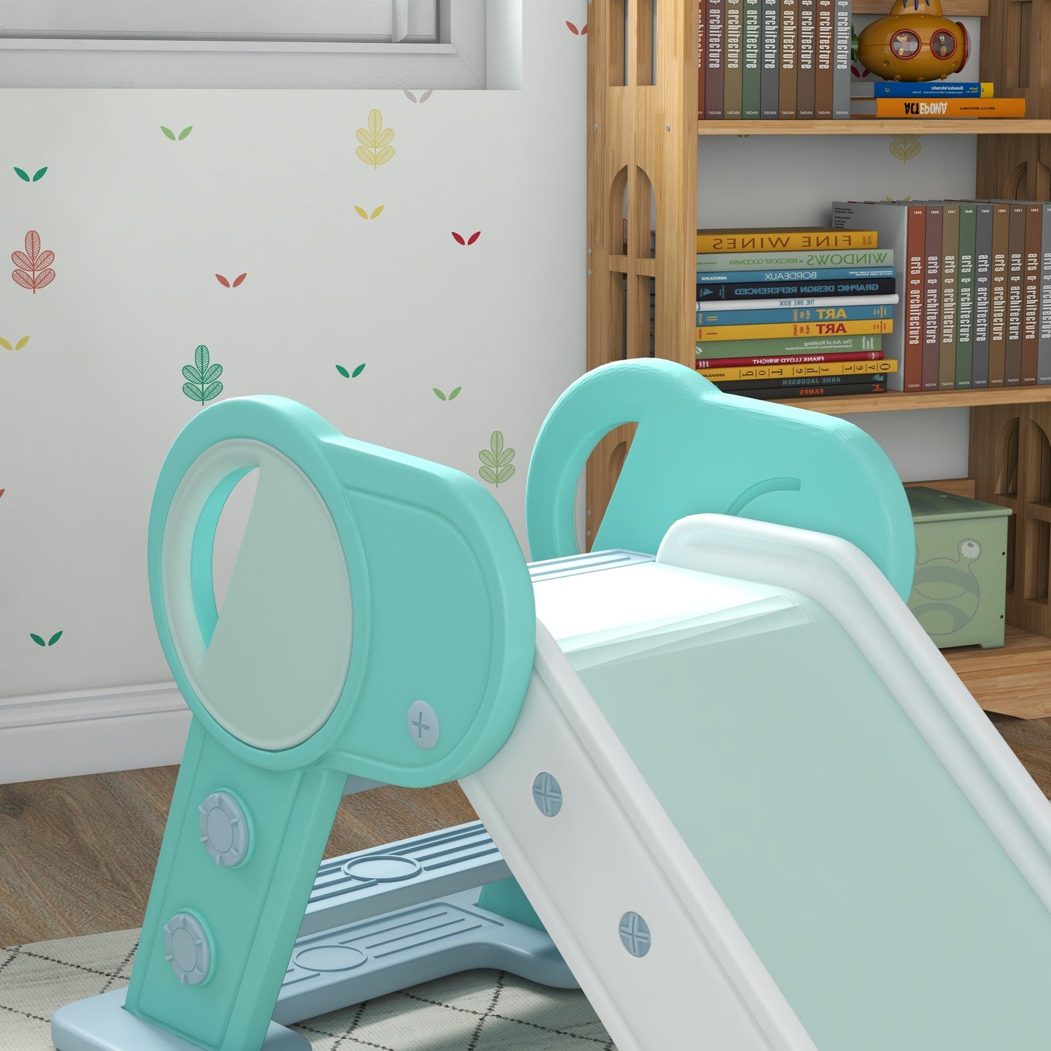 Barnfällbar rutschkana, inomhus/utomhus, ålder 1,5-3, grön