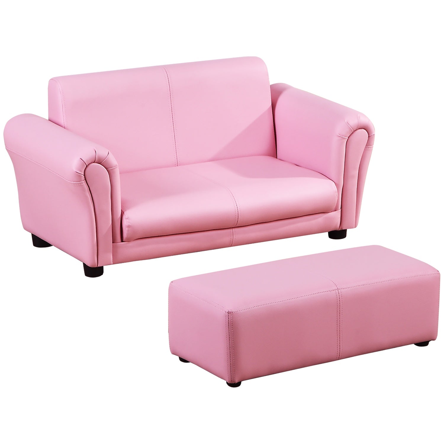Rosa barnfåtölj & fotpall – 83x42x41cm, Comfort Set