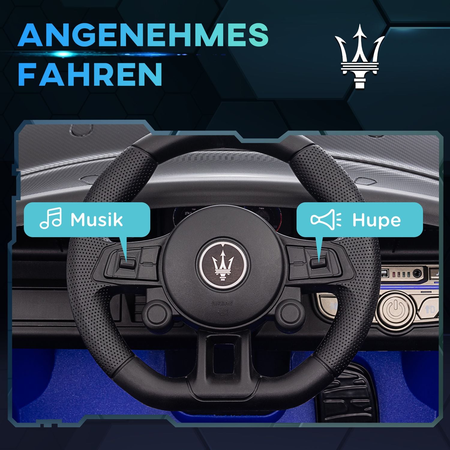 Barns 12V elbil med fjärrkontroll, ljus, blå