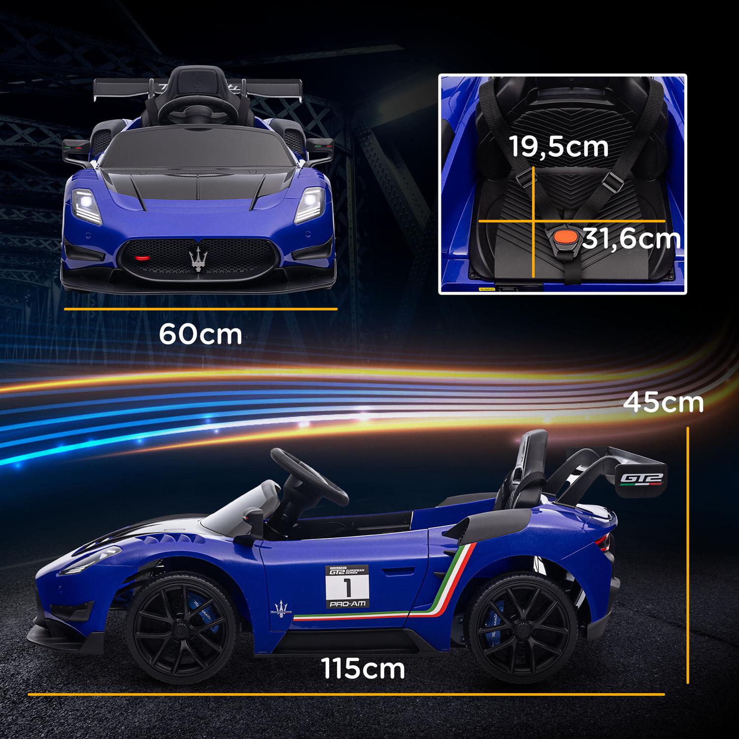 Barns 12V elbil med fjärrkontroll, ljus, blå