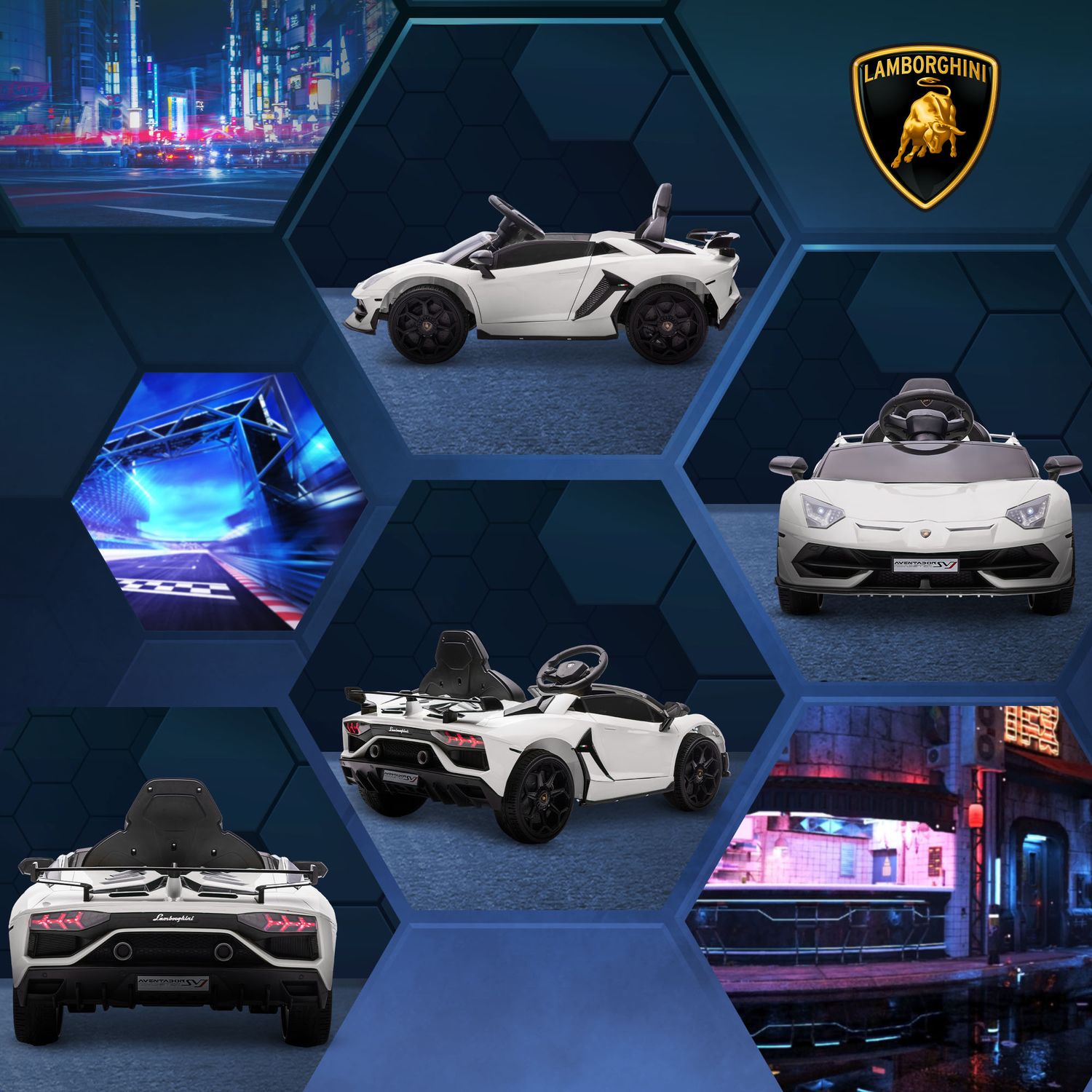 Barns 12V elbil med fjärrkontroll, mp3 & lampor