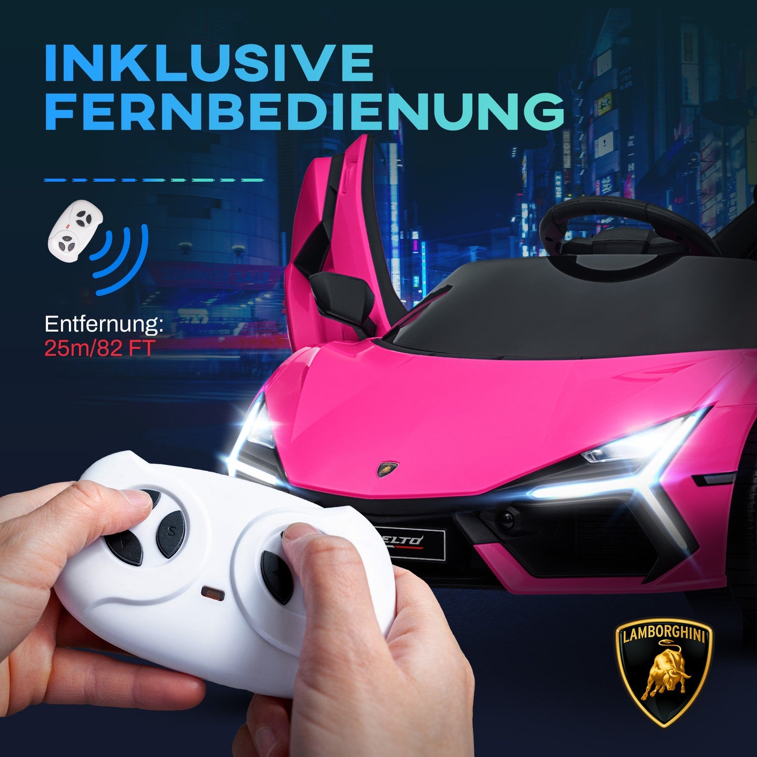 Barns 12V elbil med fjärrkontroll, musik och belysning