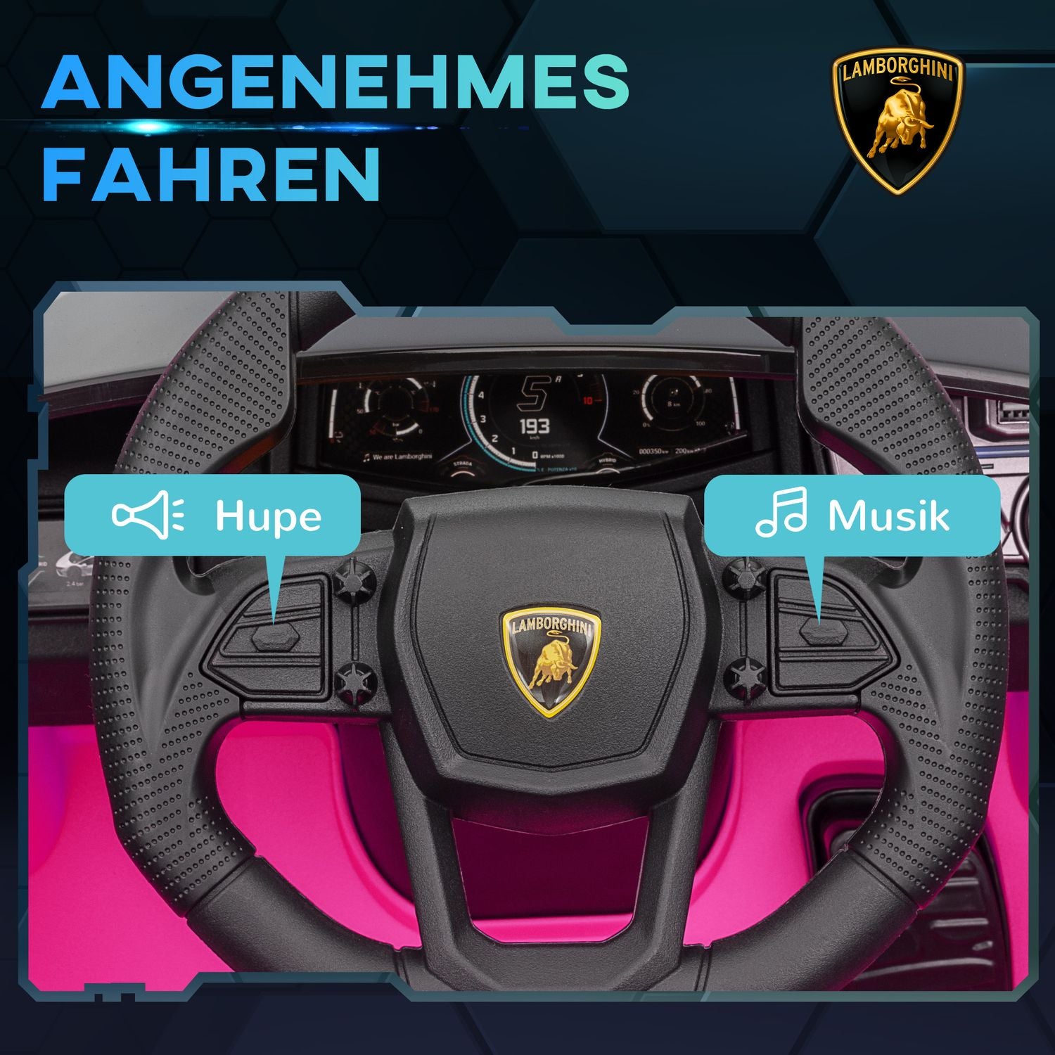 Barns 12V elbil med fjärrkontroll, musik och belysning