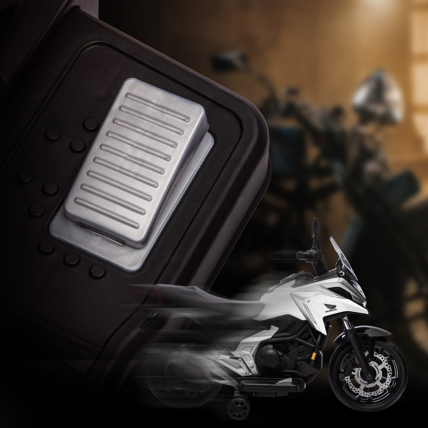 Barns 12V elmotorcykel, USB, LED, Vit