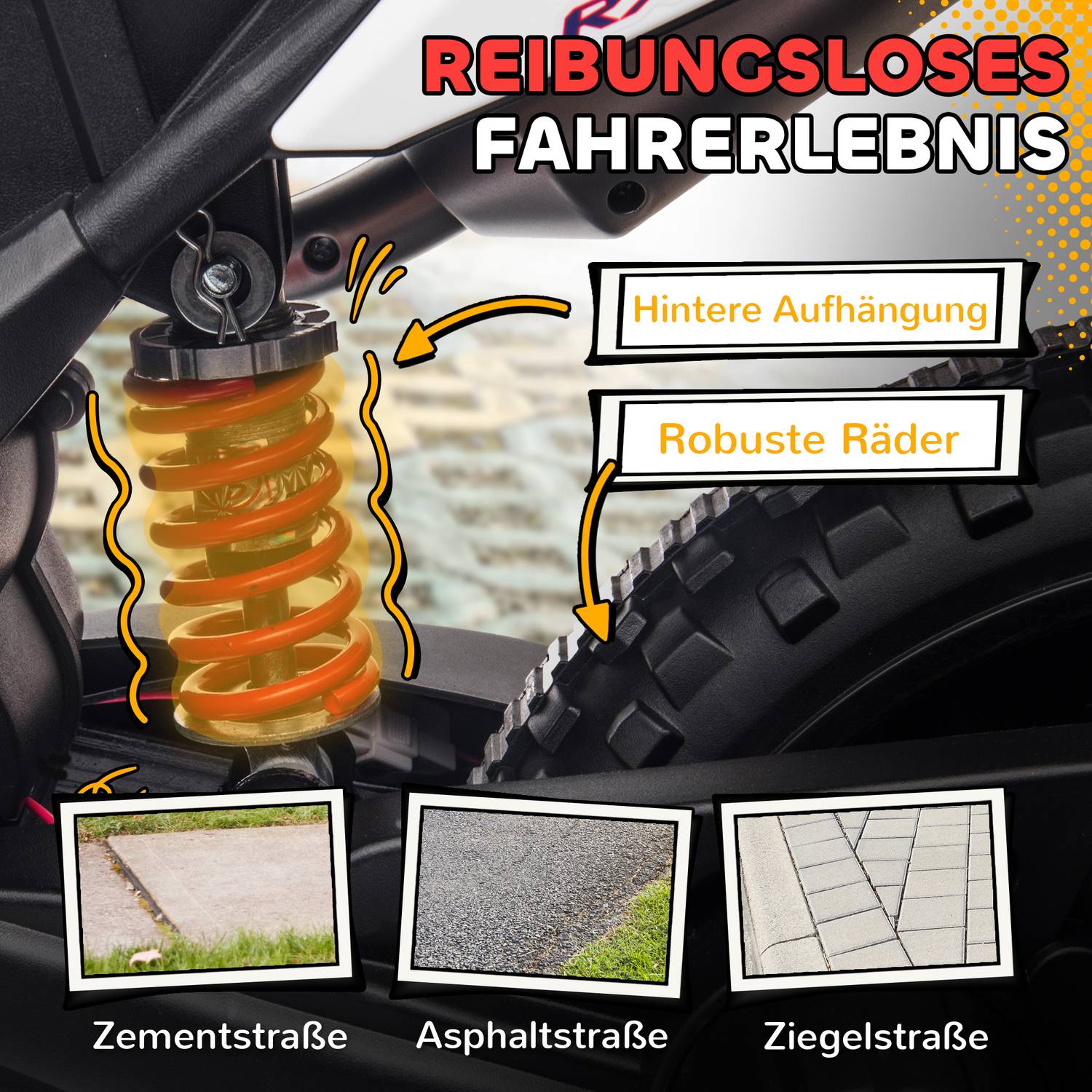 Barns 12V elmotorcykel med musik, 6 km/h, Vit