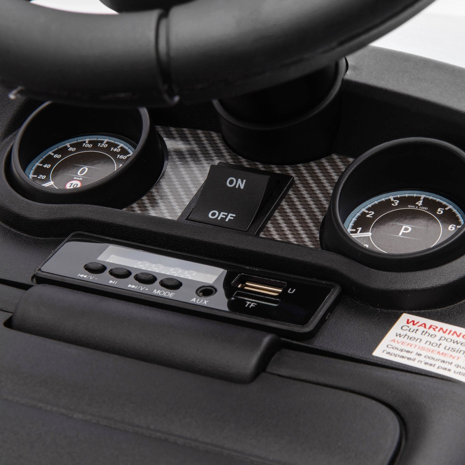 Barns 2-i-1 elbil med musik och lampor, vit