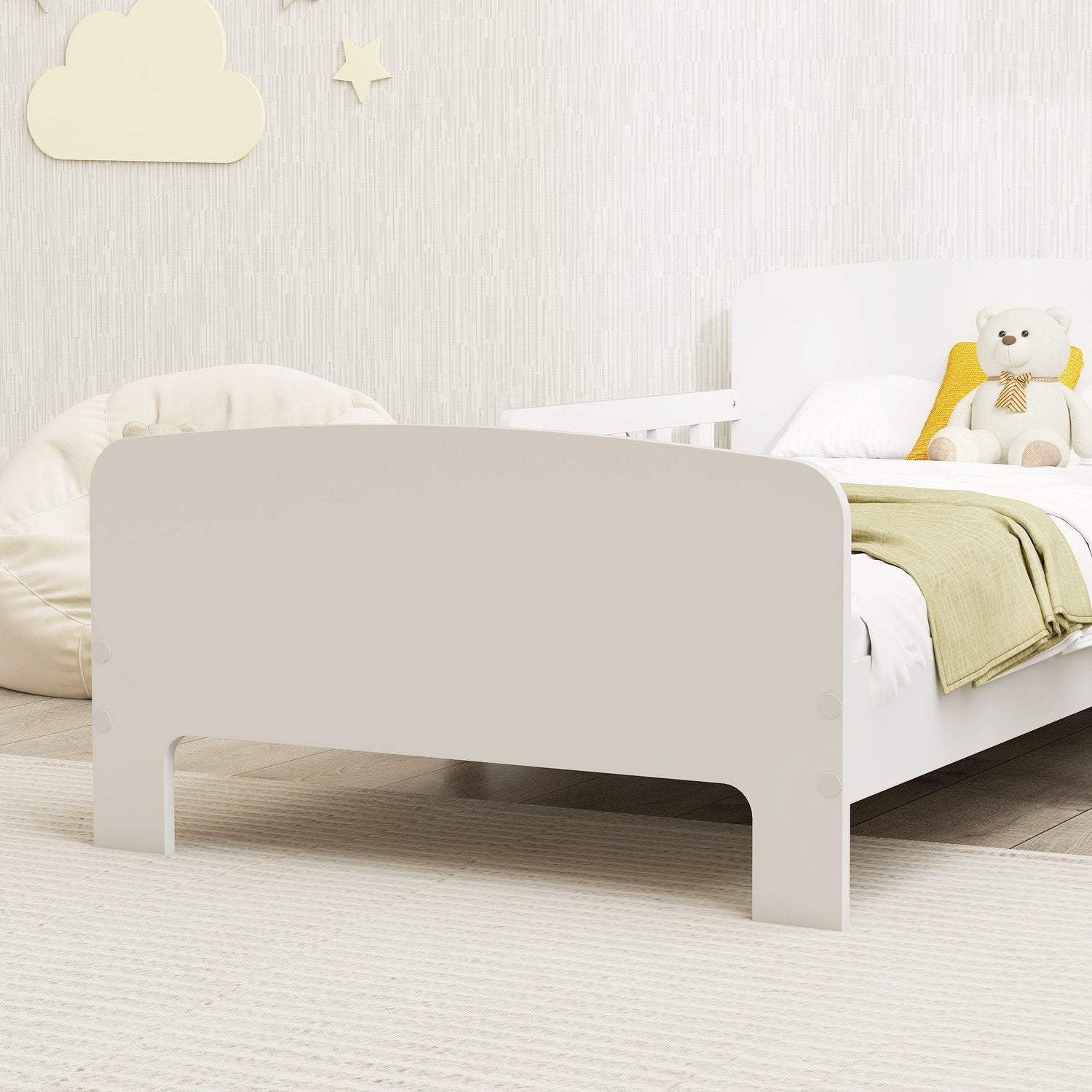 Kinderbed met veiligheidshekken, MDF, leeftijden 3–8 jaar, wit