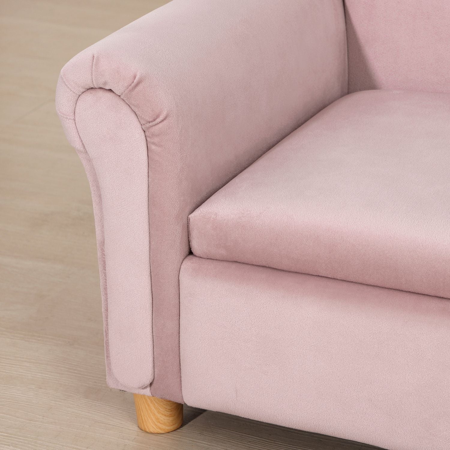 Rosa fleece-soffa för barn med förvaring, 2-sits, 3-5 år
