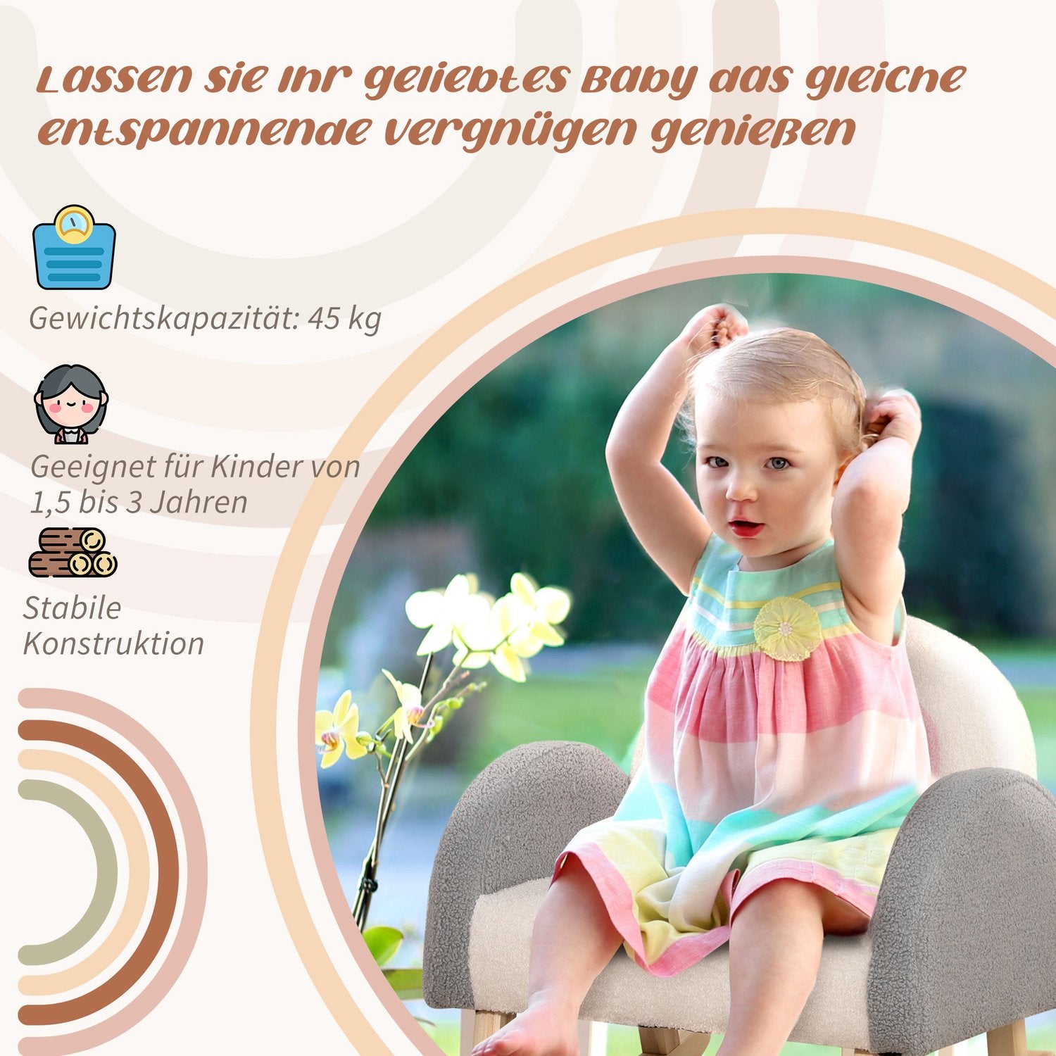 Barngungstol – Grå, Mysigt lammskinn, 3-5 år