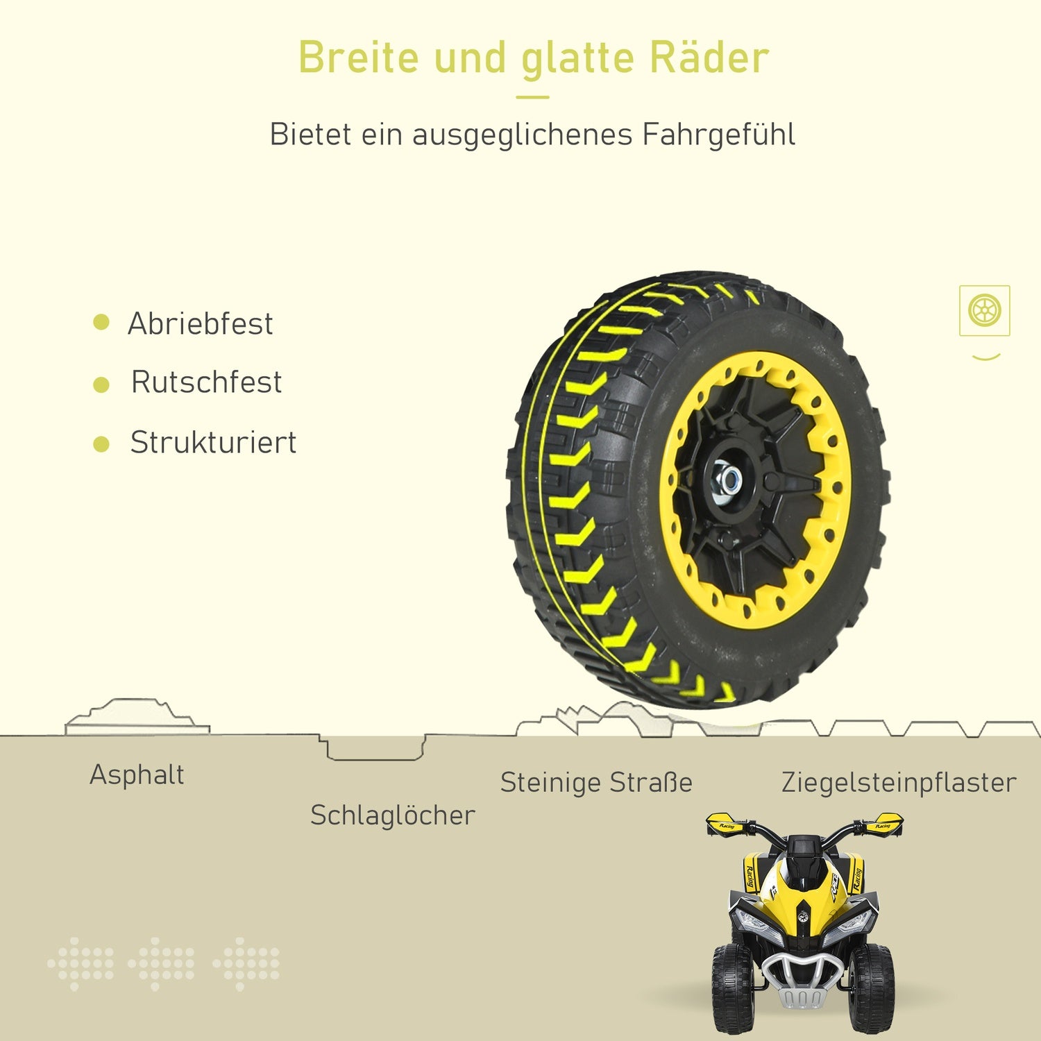 Barntrampbil – Lätt musik, gul, 18-36 månader
