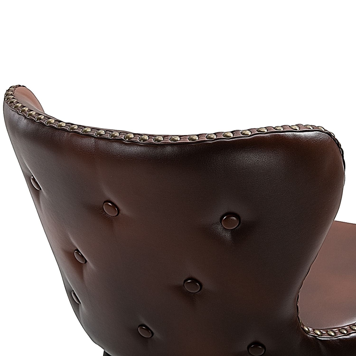 Barstolar Set om 2, PU-läder, med ryggstöd och fotstöd, brun