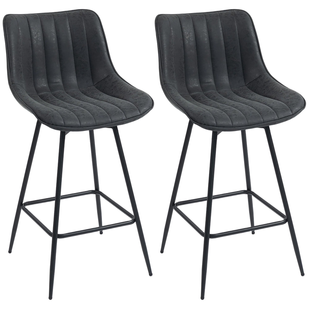 Barstolar, set om 2, 68 cm, 360 graders vridbar, svart, med ryggstöd