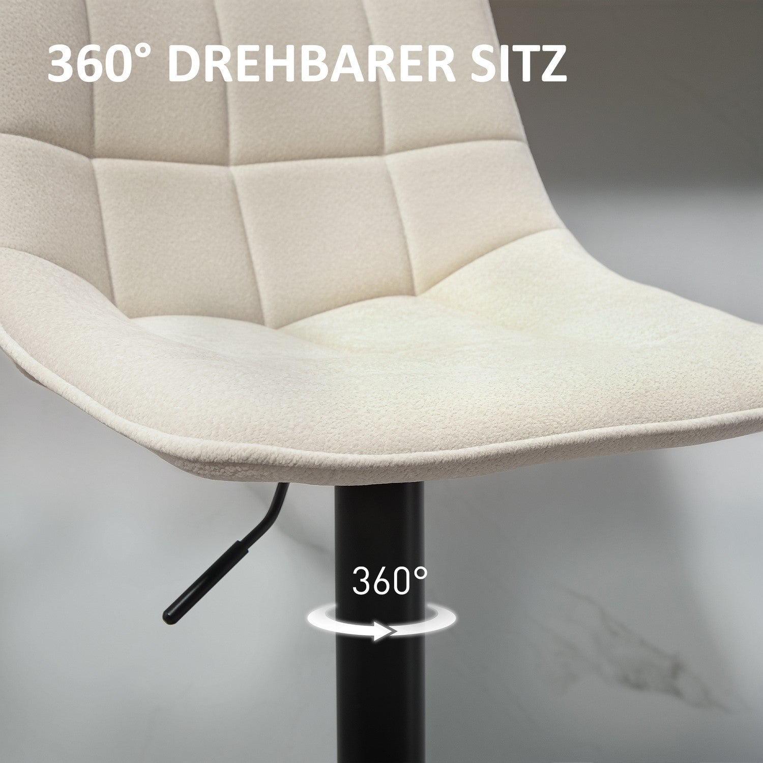 Höjdjusterbara beige barstolar, set om 2, 360° vridbar