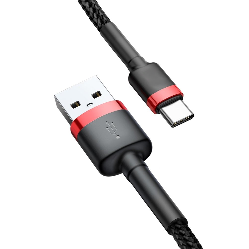 Baseus Cafule USB-A till USB-C-kabel Q.C 3.0, 18W, 2A, 3m - Röd/svart