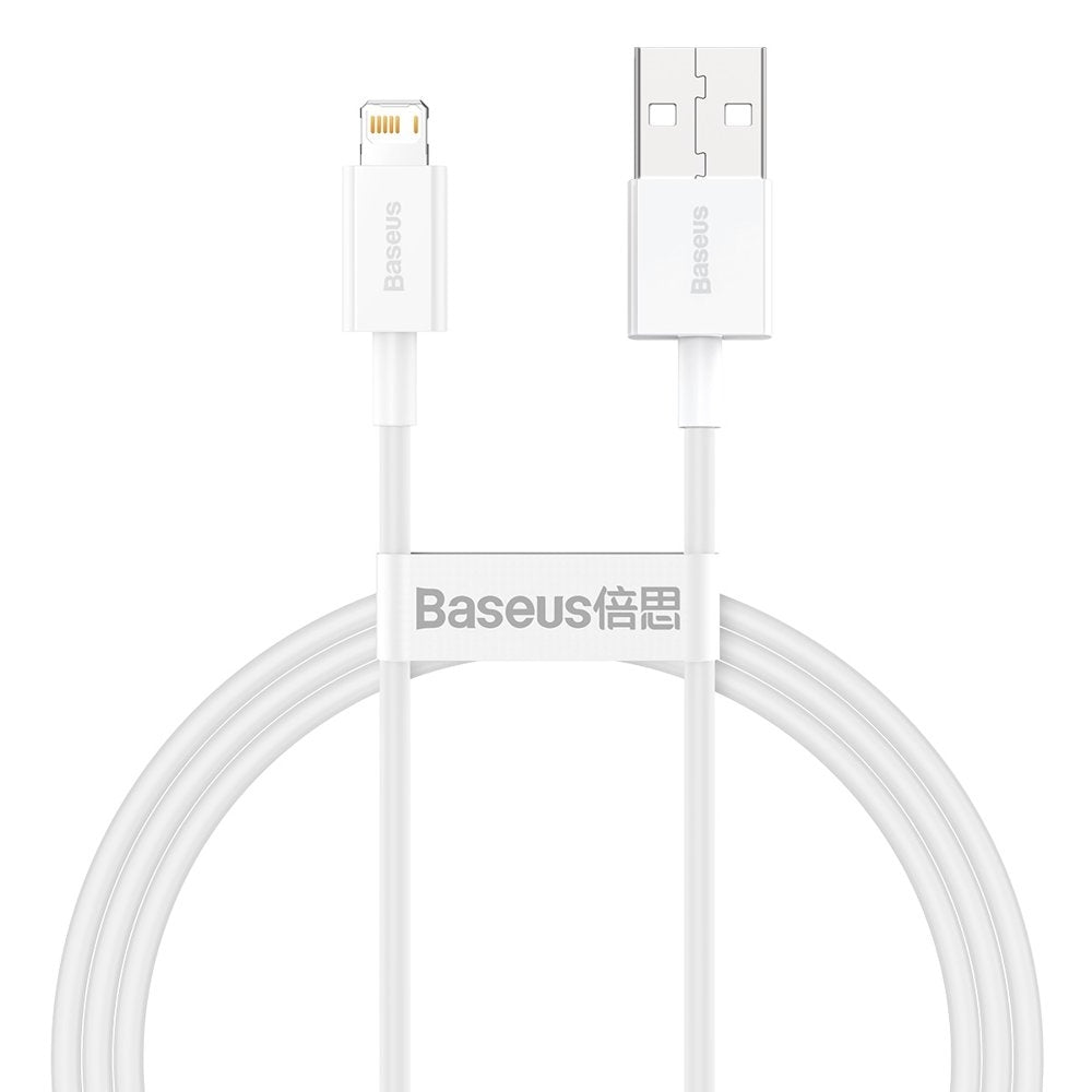 Baseus Superior Snabbladdning USB-A till Lightning-kabel, 2,4A, 1m - Vit