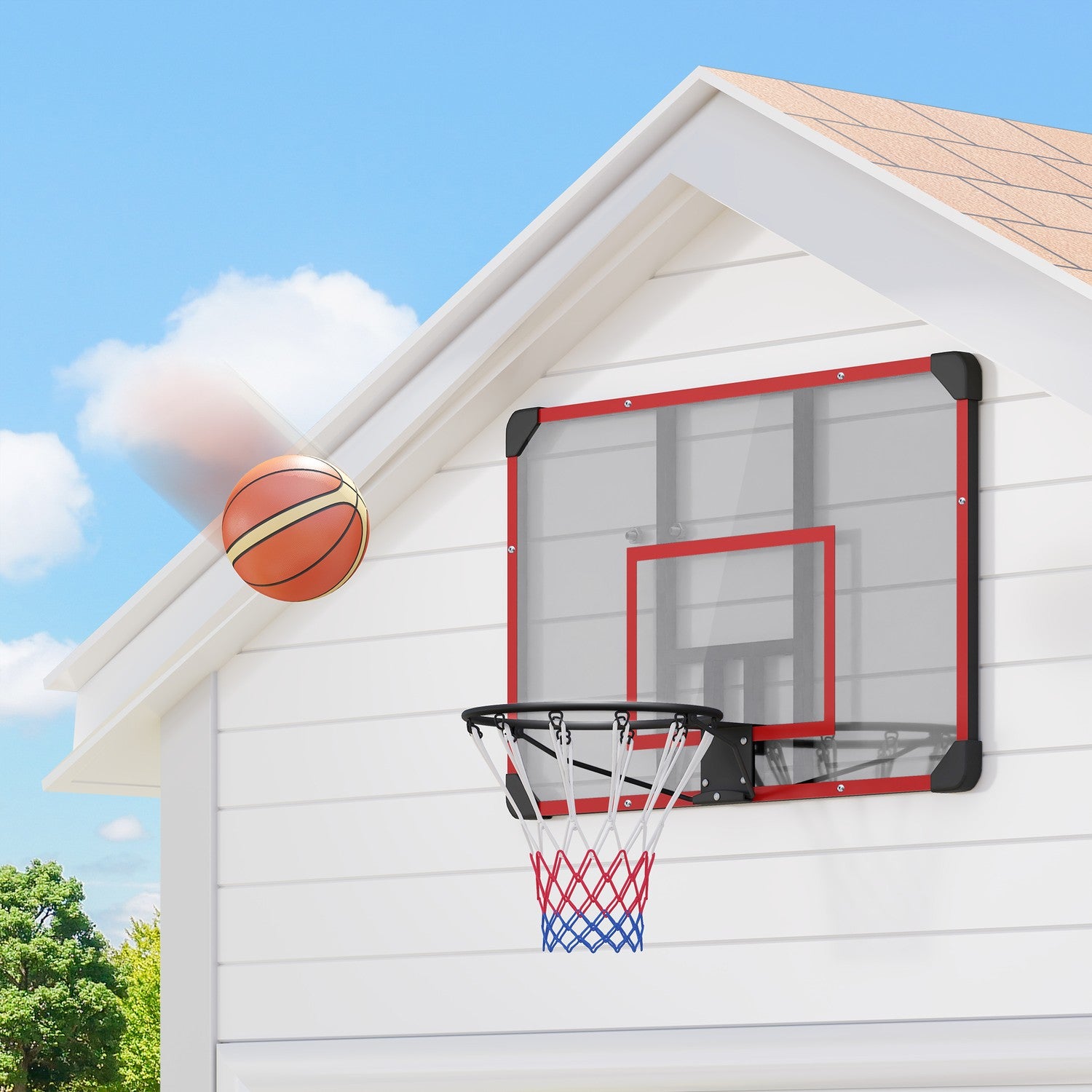 Basketbåge utomhus i stål, väggmonterad, 113 x 61 x 73 cm