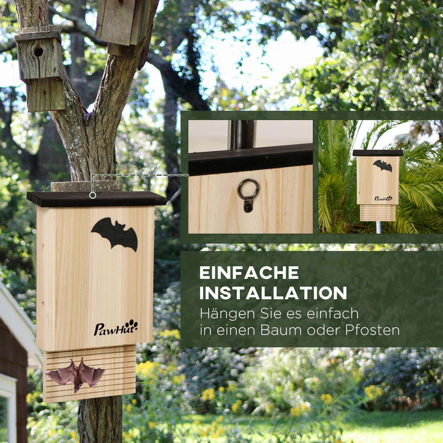 Bat House Set om 3 – Natural Gran, All Season Use