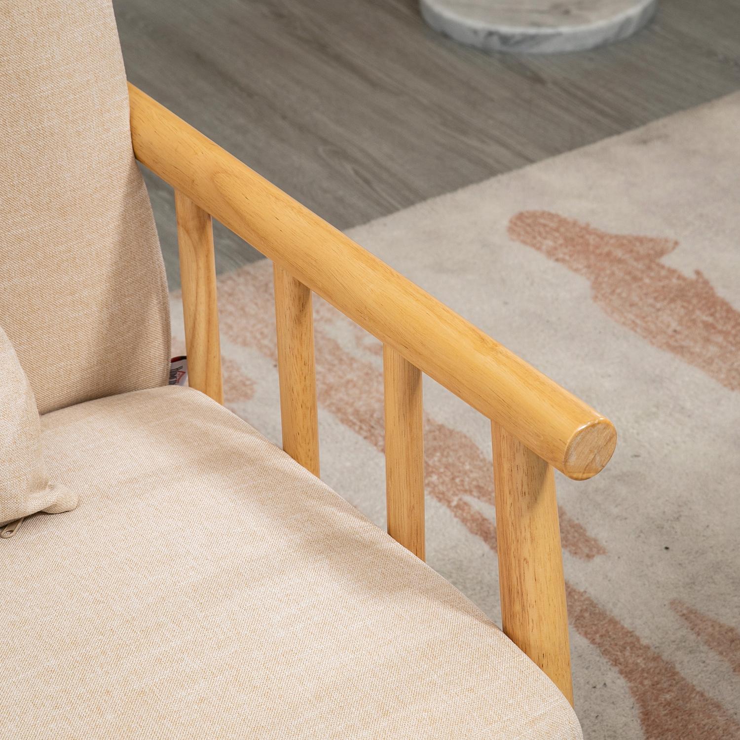 Beige 2-sits soffa med kuddar, linne-look, kompakt