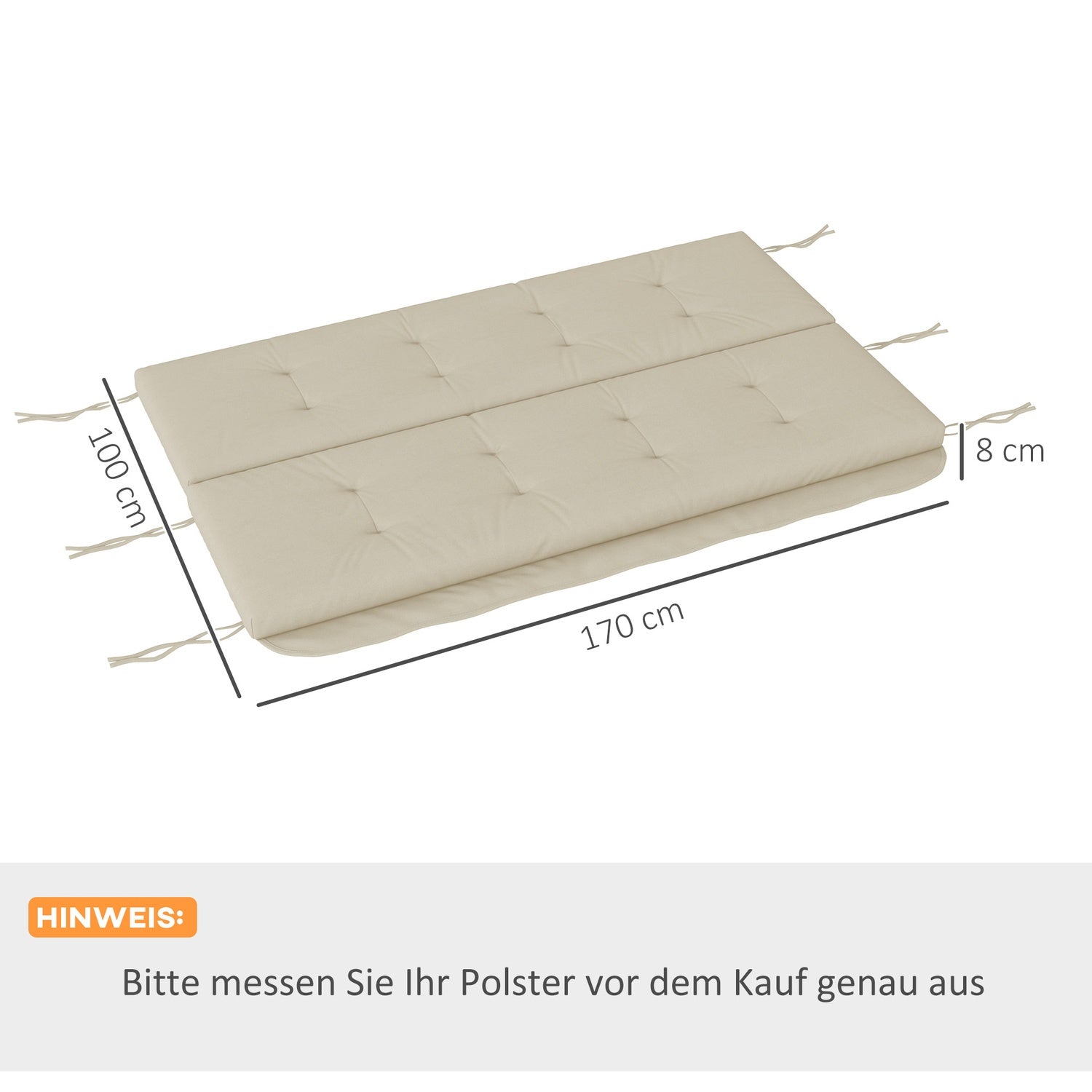 Beige Garden Swing Kuddset – Passar 170 cm, inkl. Baksida & sidor