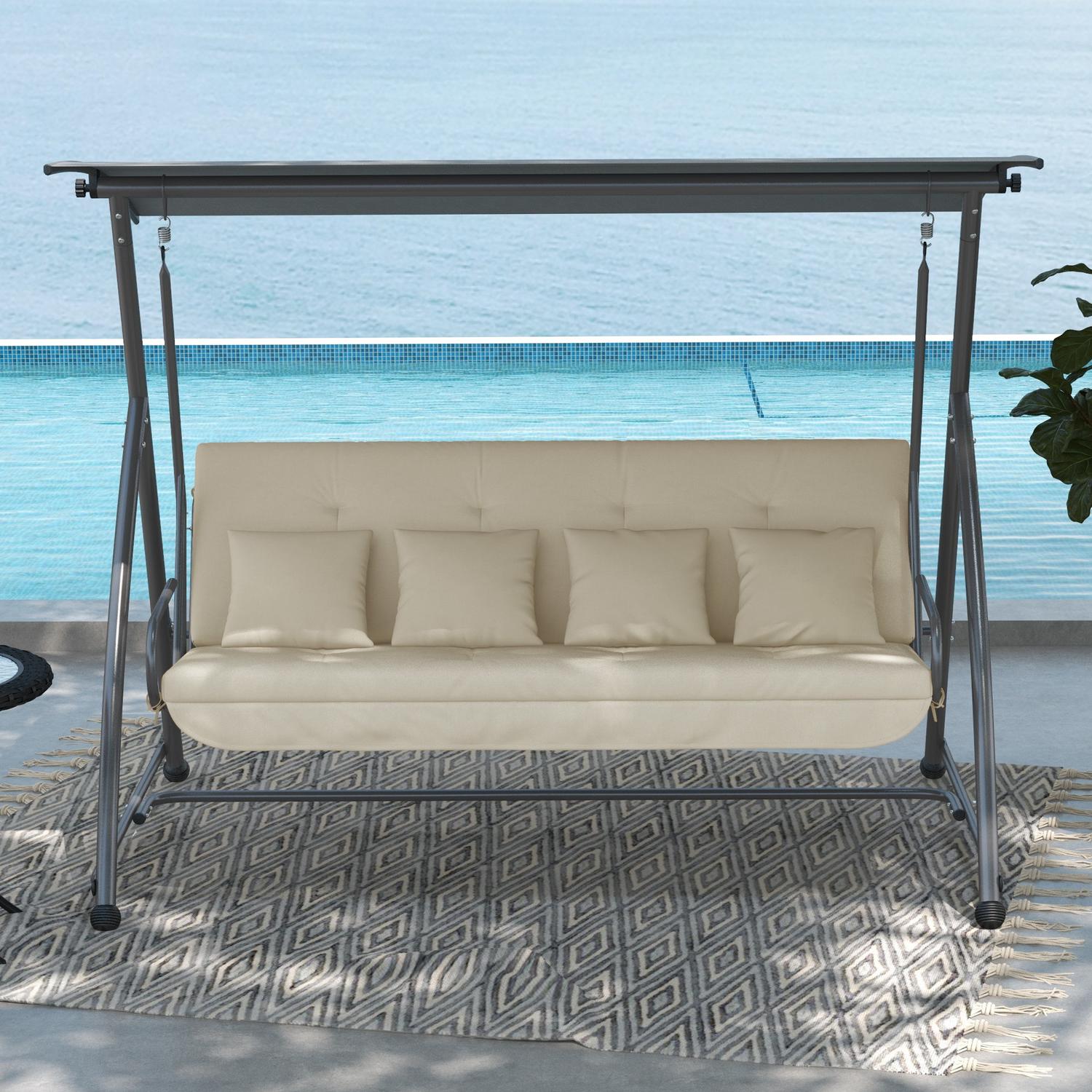 Beige Garden Swing Kuddset – Passar 170 cm, inkl. Baksida & sidor