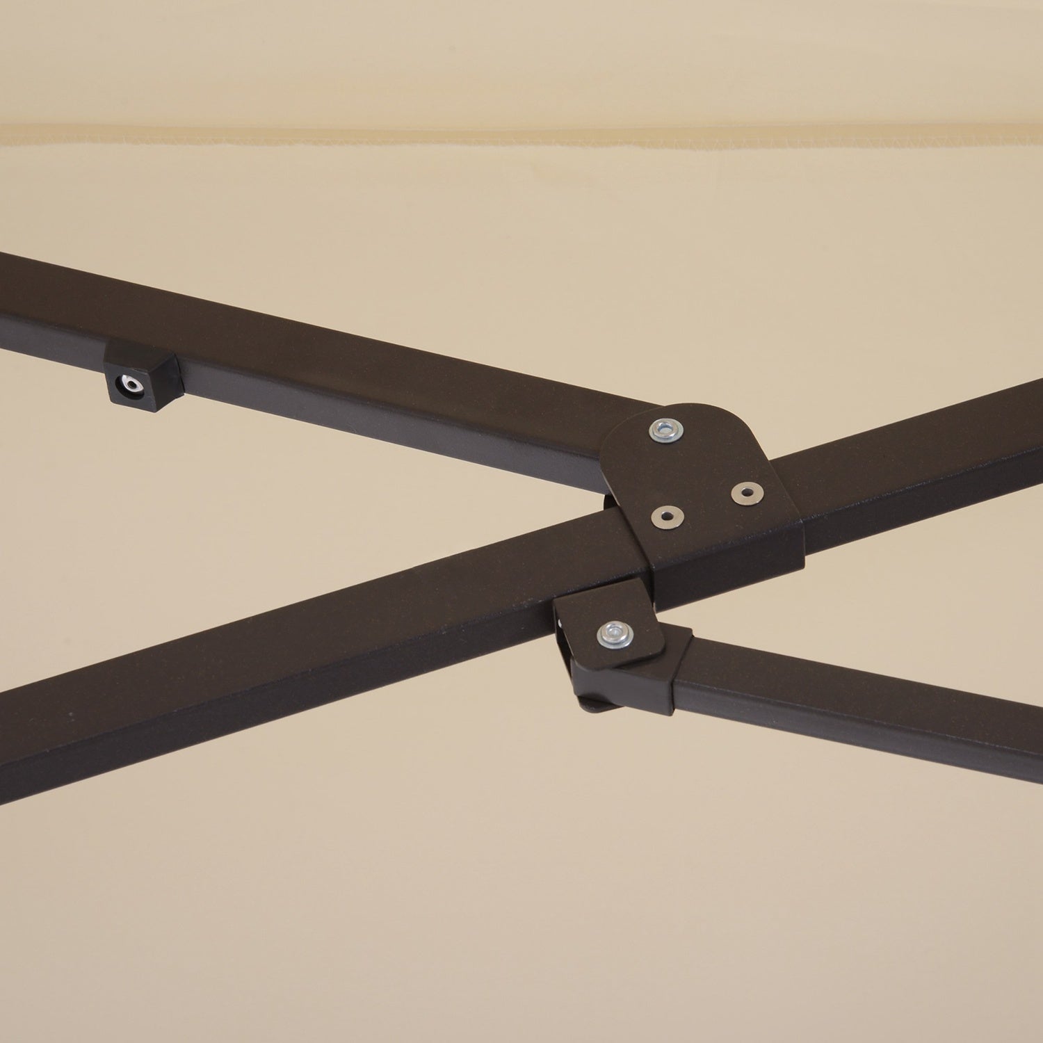 Beige Oval Dubbel Trädgårdsparasoll med Handvev, 455x270 cm