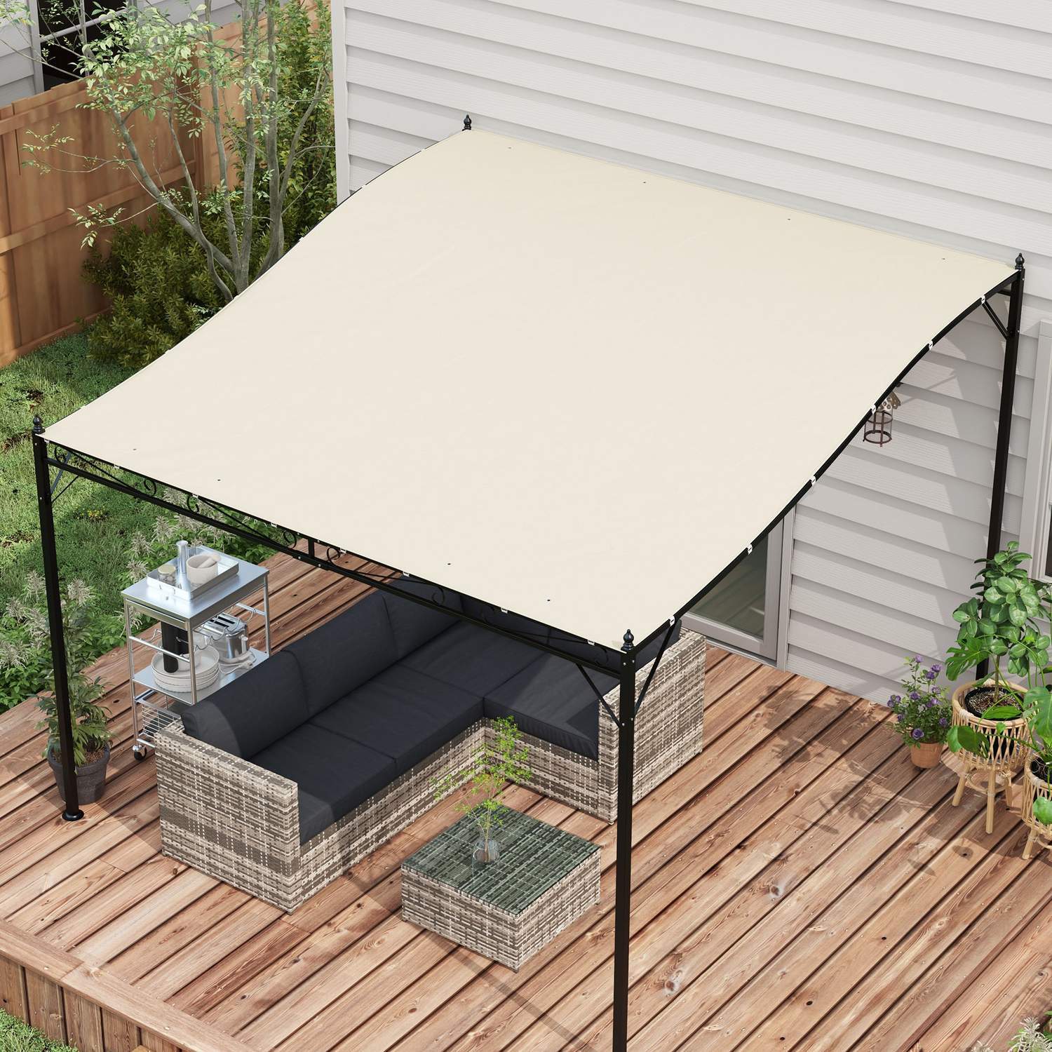 Ersättningstak För Pergola 297X243Cm Markis För Altantak, Uv-Skydd, För 3X2,5M Gazebo, Beige