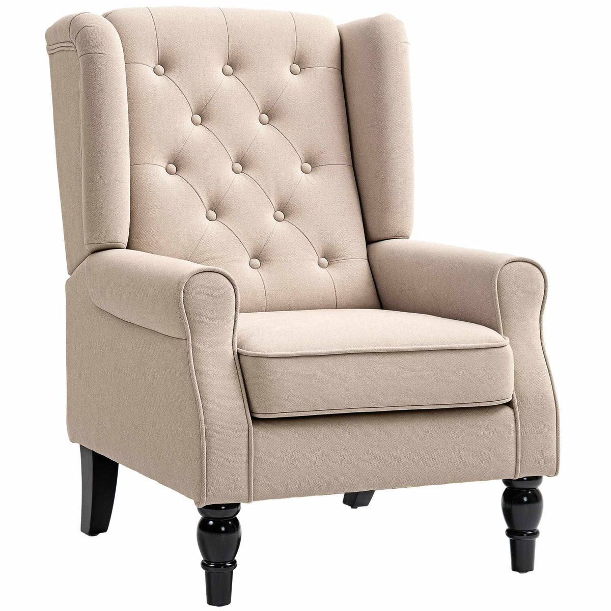 Beige fauteuil met vleugelrugleuning, afneembare bekleding, 74 x 87 x 102 cm