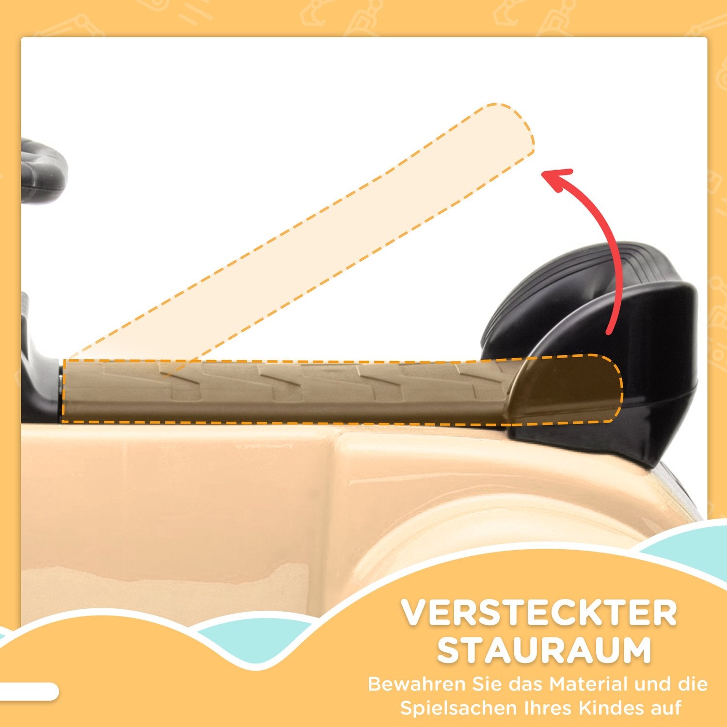 Beige åkbil för småbarn 18-48 månader med förvaringsutrymme