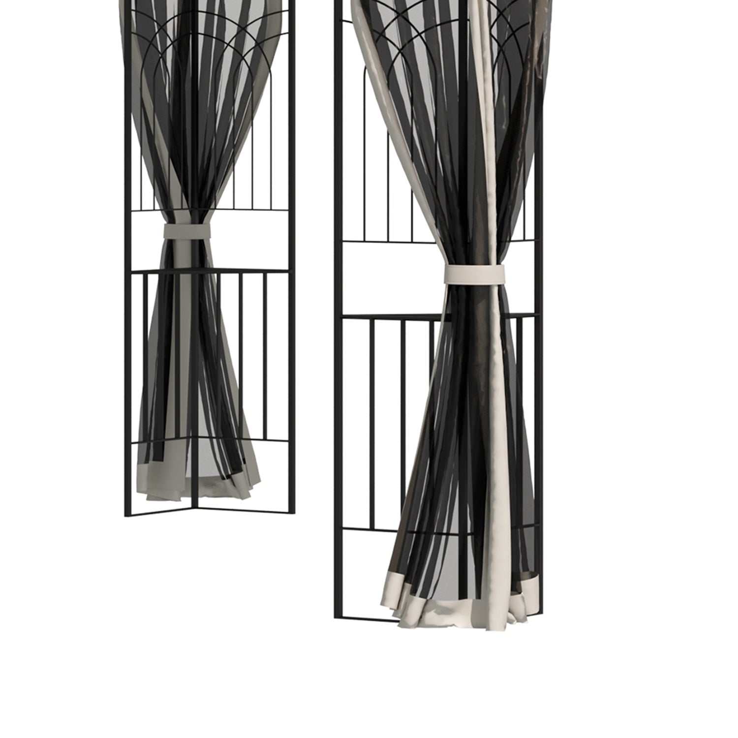 Beige metall & polyester trädgårdspaviljongtält, 3x3m med sidor