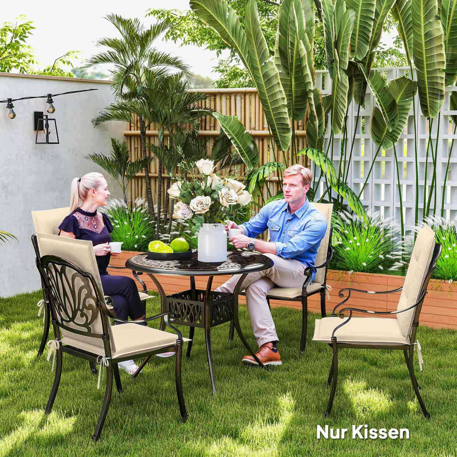 Beige sittdynorset, 108x50x5 cm, inomhus/utomhusbruk