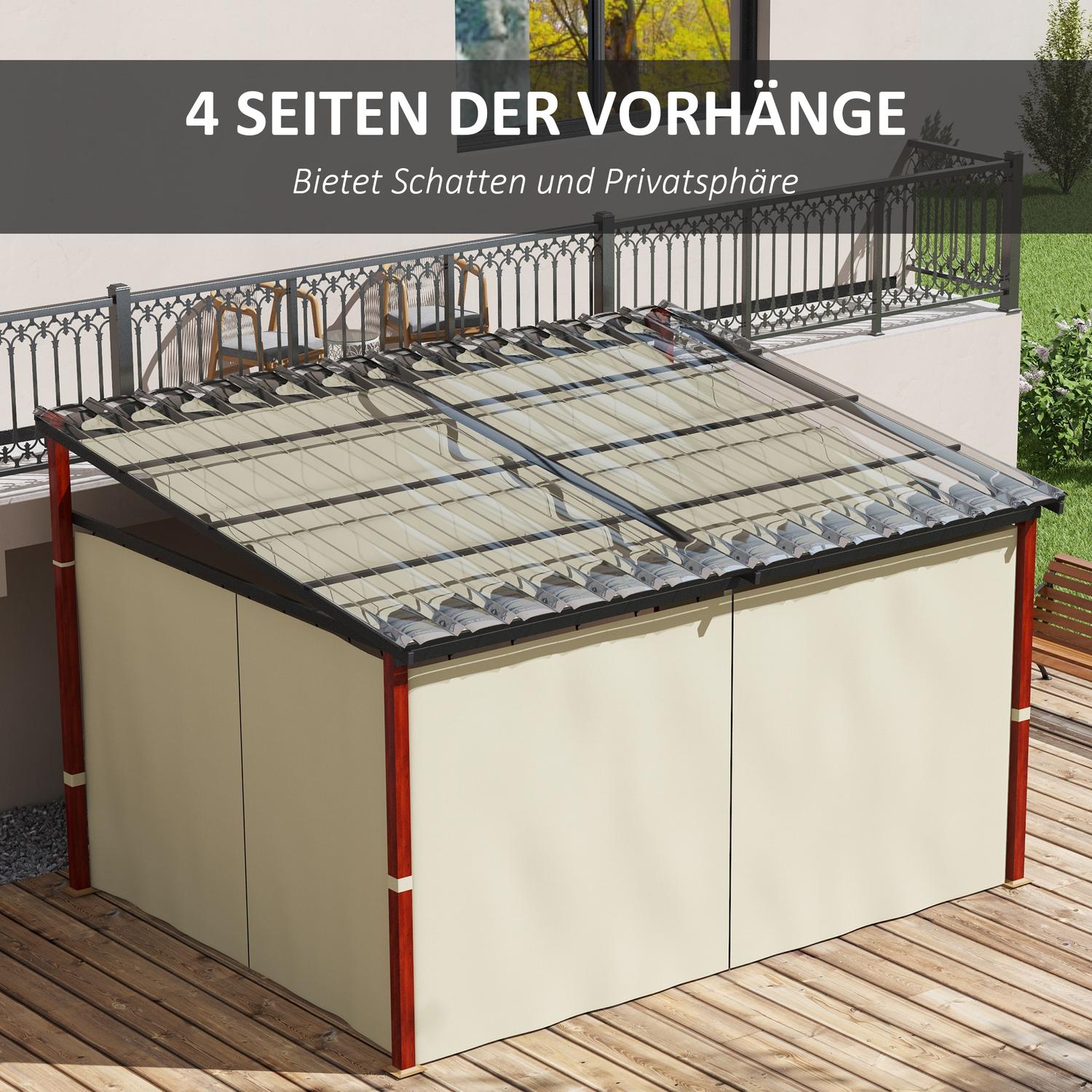 Beige vindtät pergola 3,5x3m med justerbart tak