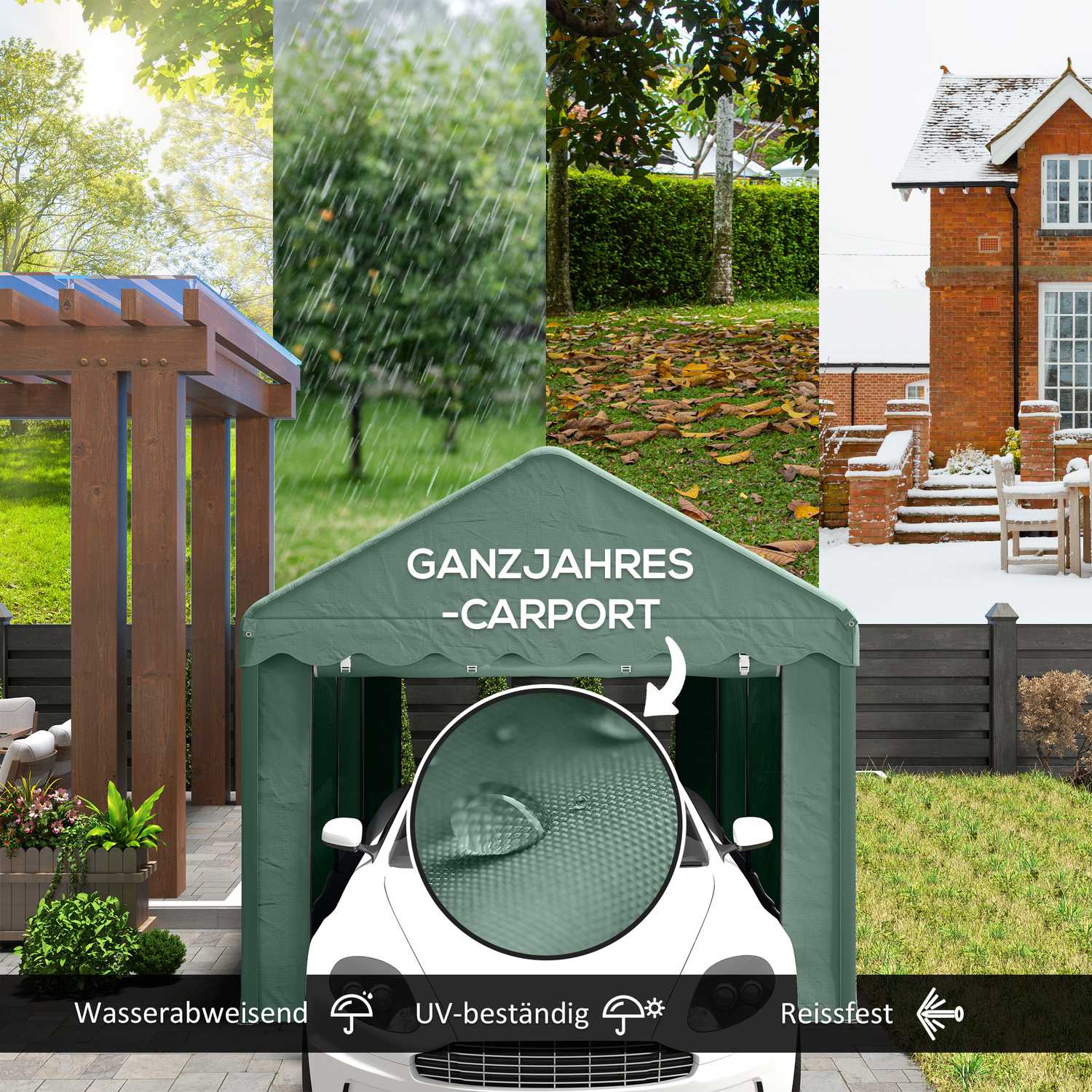 Bilskydd 3x6m – UV-beständig, vattentät, med dörrar
