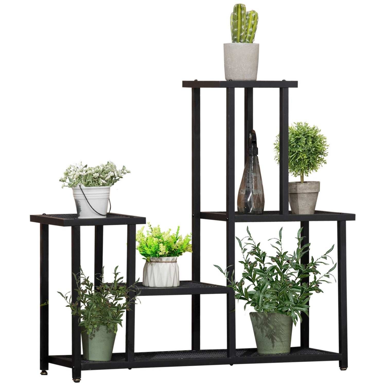 Black Metal Plant Hylla – 4 våningar, 91x25x83 cm