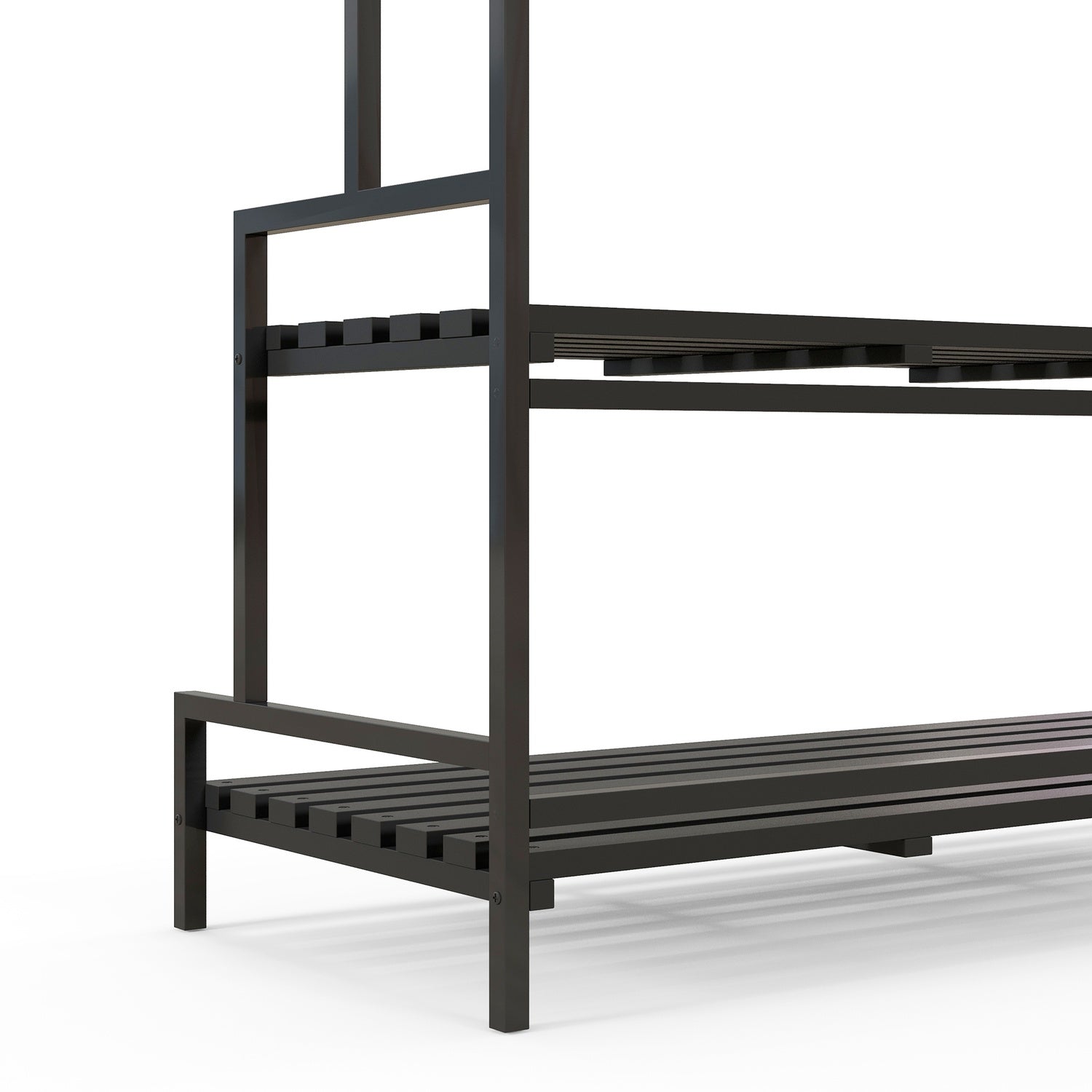 Black Steel Plant Stand – 3 våningar, 6 krokar, 110x50x170cm