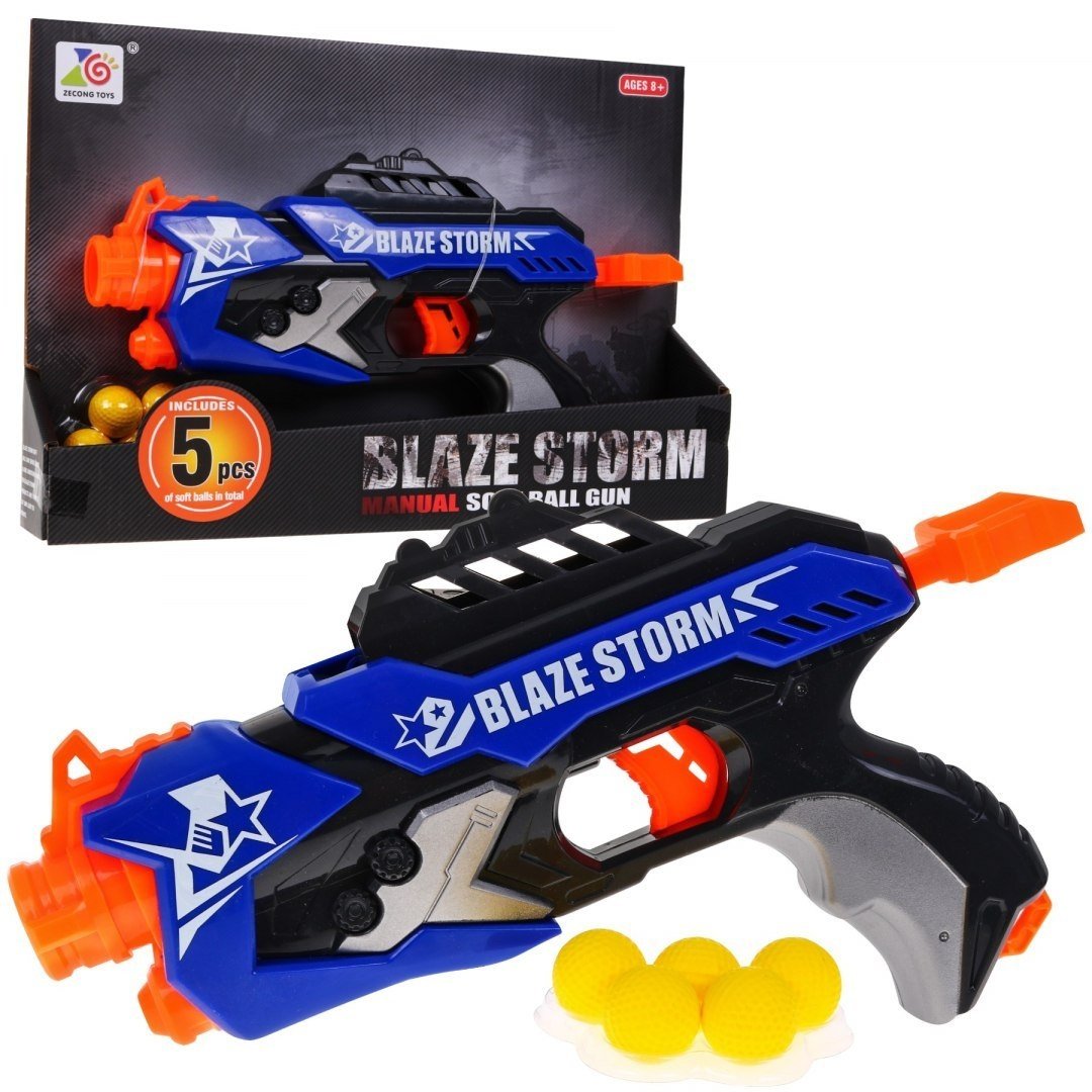 Blaze Storm Blue Pistol med 5 skumkulor, inga batterier behövs