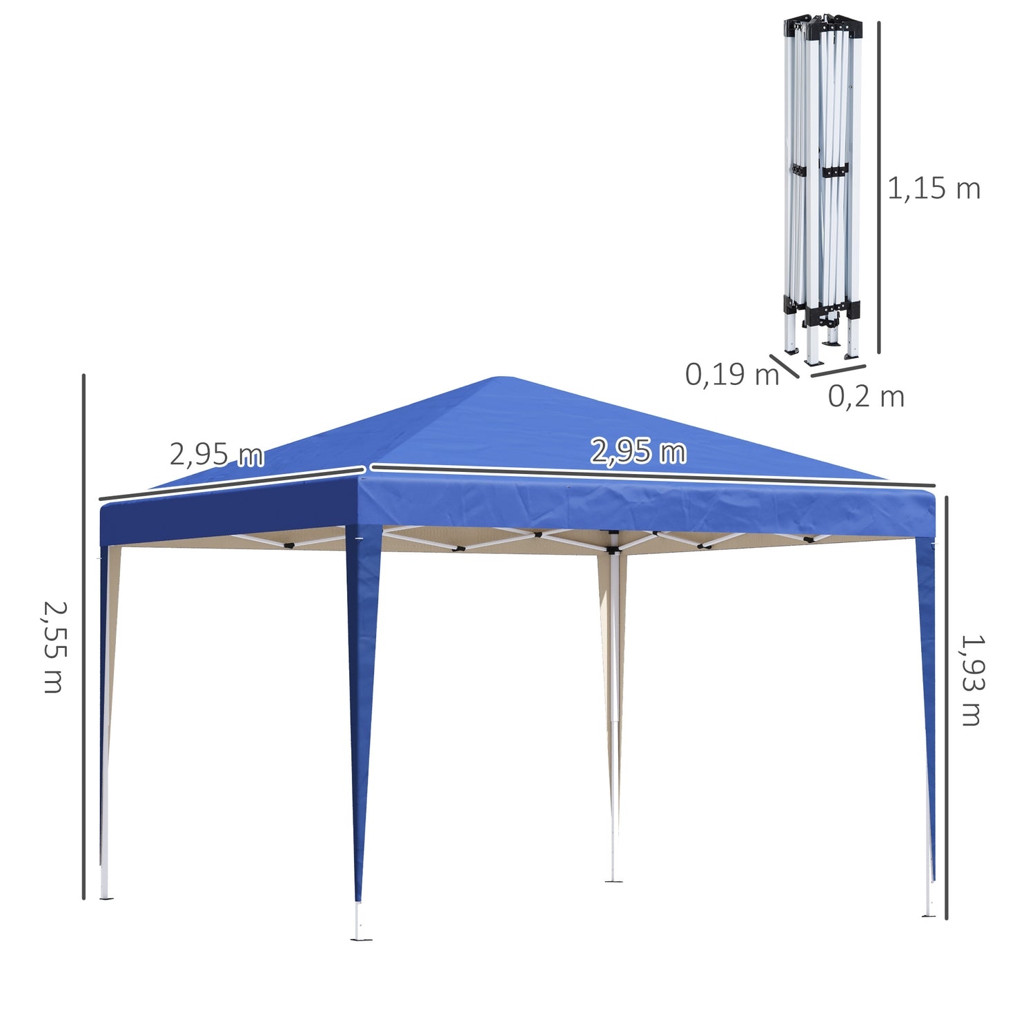 Blue Pop-Up Gazebo, 3x3m, vattenavvisande & UV-skydd