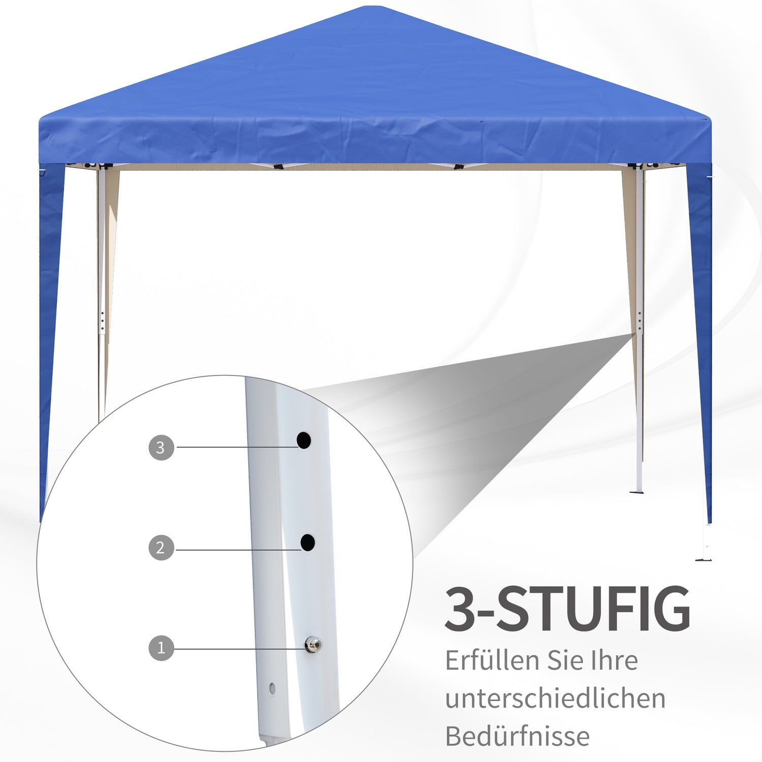 Blue Pop-Up Gazebo, 3x3m, vattenavvisande & UV-skydd