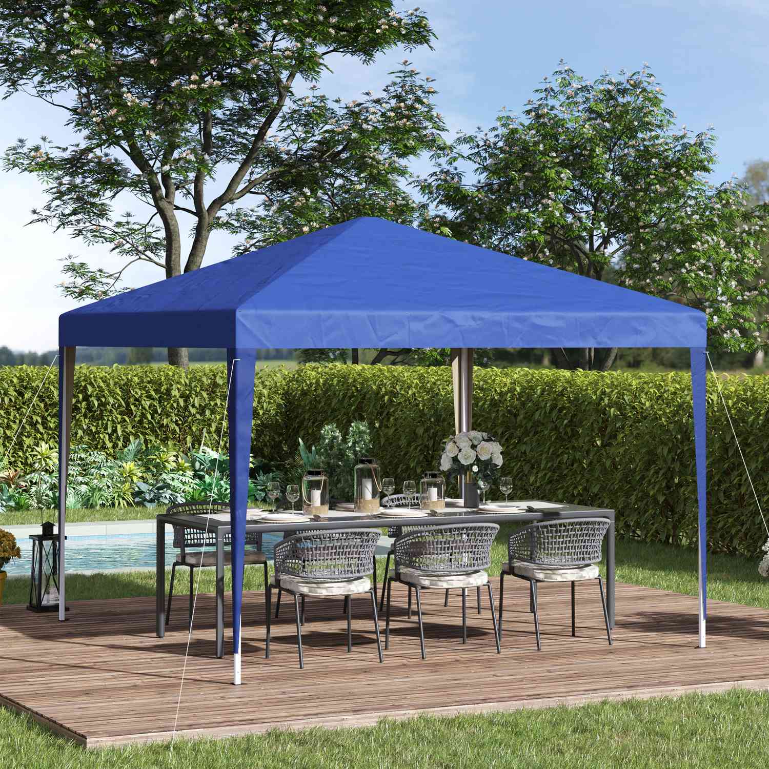 Blue Pop-Up Gazebo, 3x3m, vattenavvisande & UV-skydd